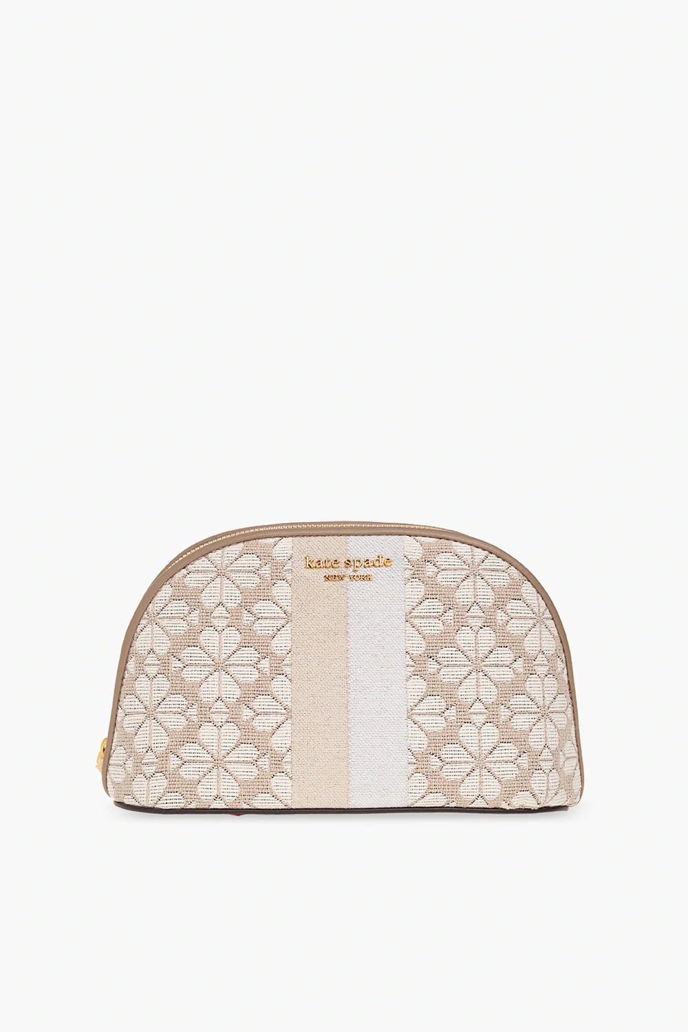 beige Wash bag with ‘Spade Flower’ jacquard pattern