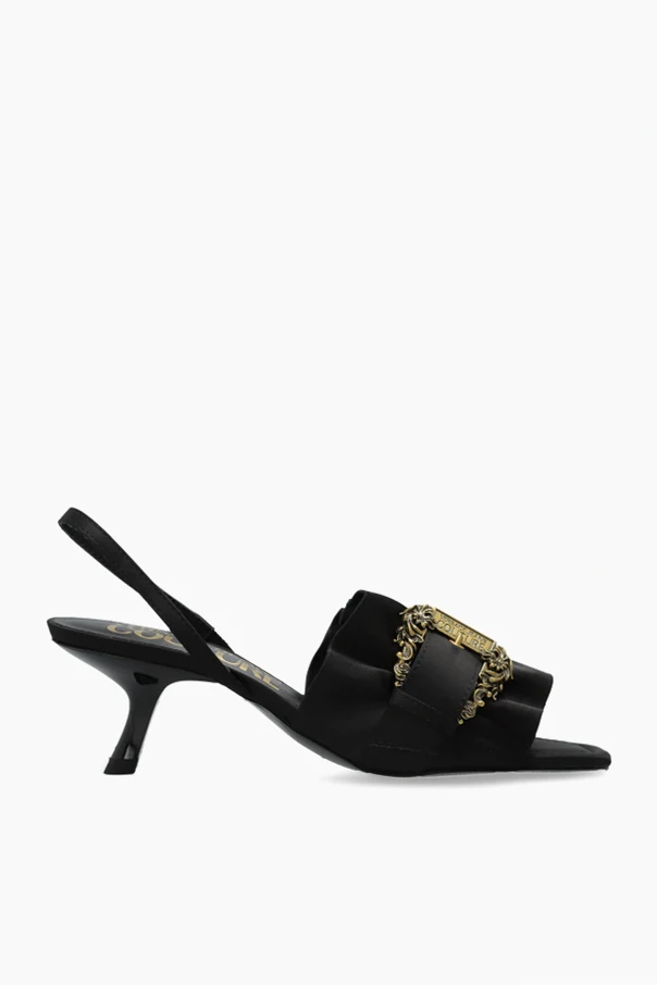 BLACK Satin high-heeled sandals