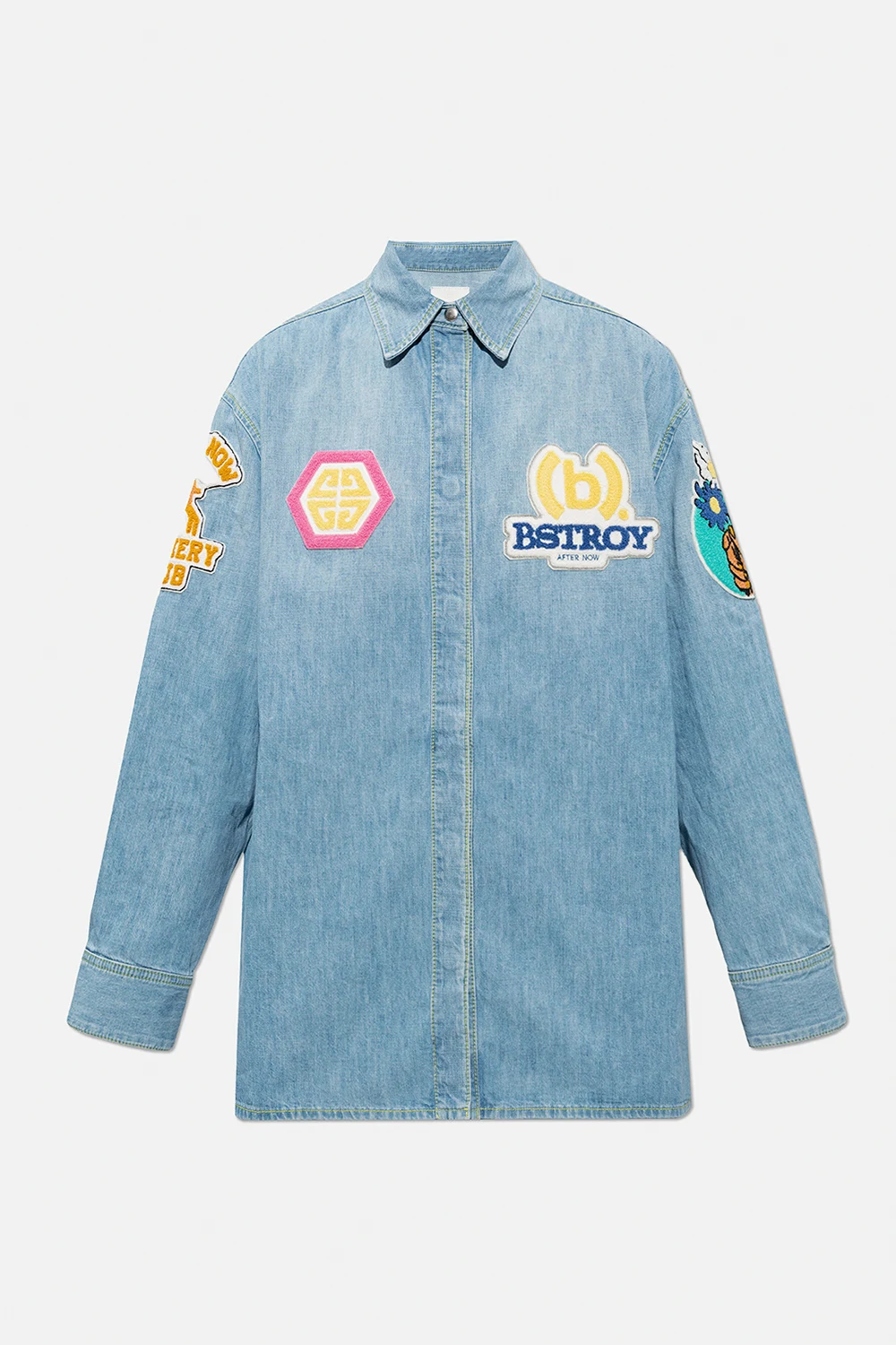 Patched denim shirt