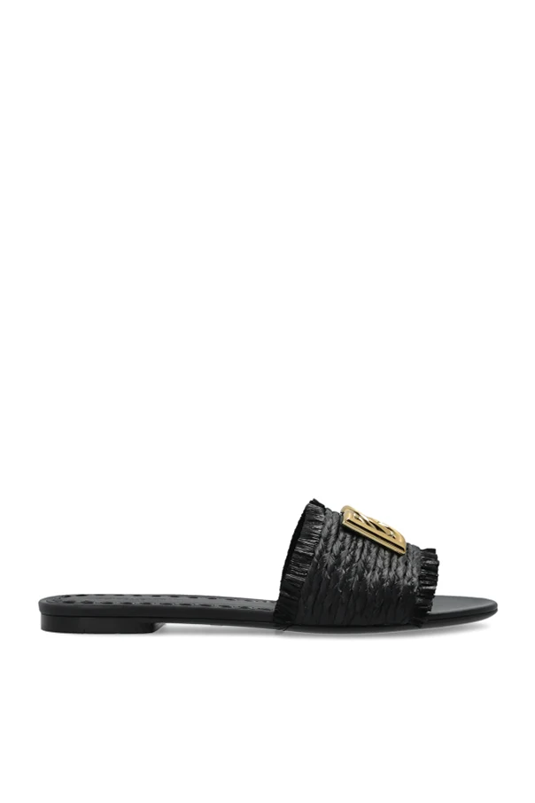 SCHWARZ Sandalen mit Applikation in Form des Logos