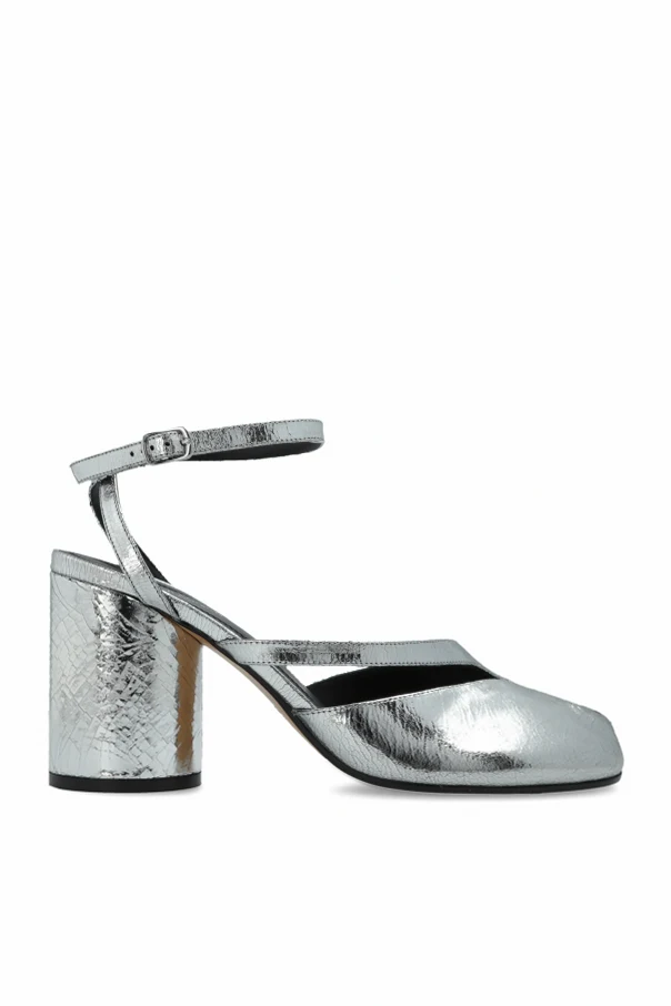 SILBER Lederpumps mit Ausschnitt ‘Tabi’