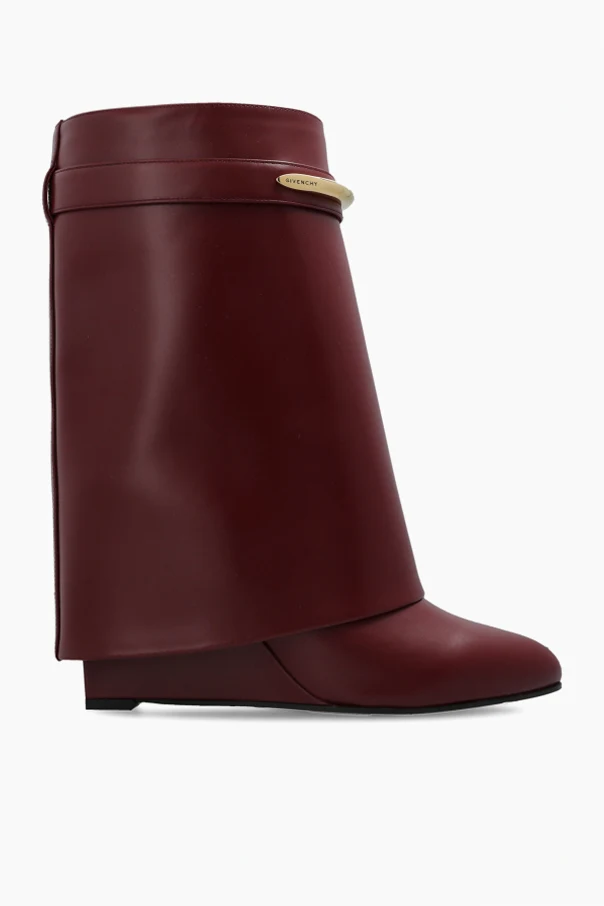 BURGUNDER Leder-Stiefeletten mit Keilabsatz