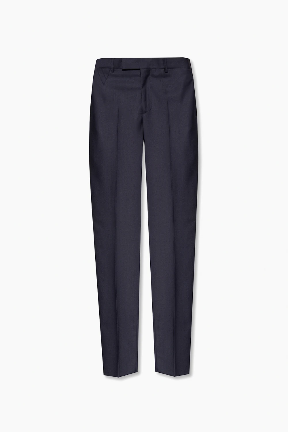 NAVY BLUE Wool pleat-front trousers