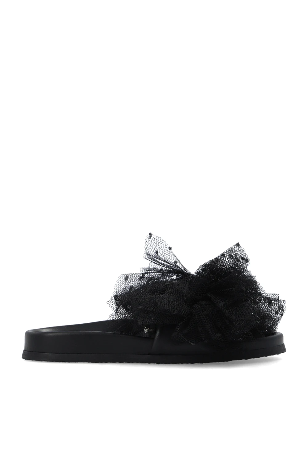 Slides with tulle appliqué