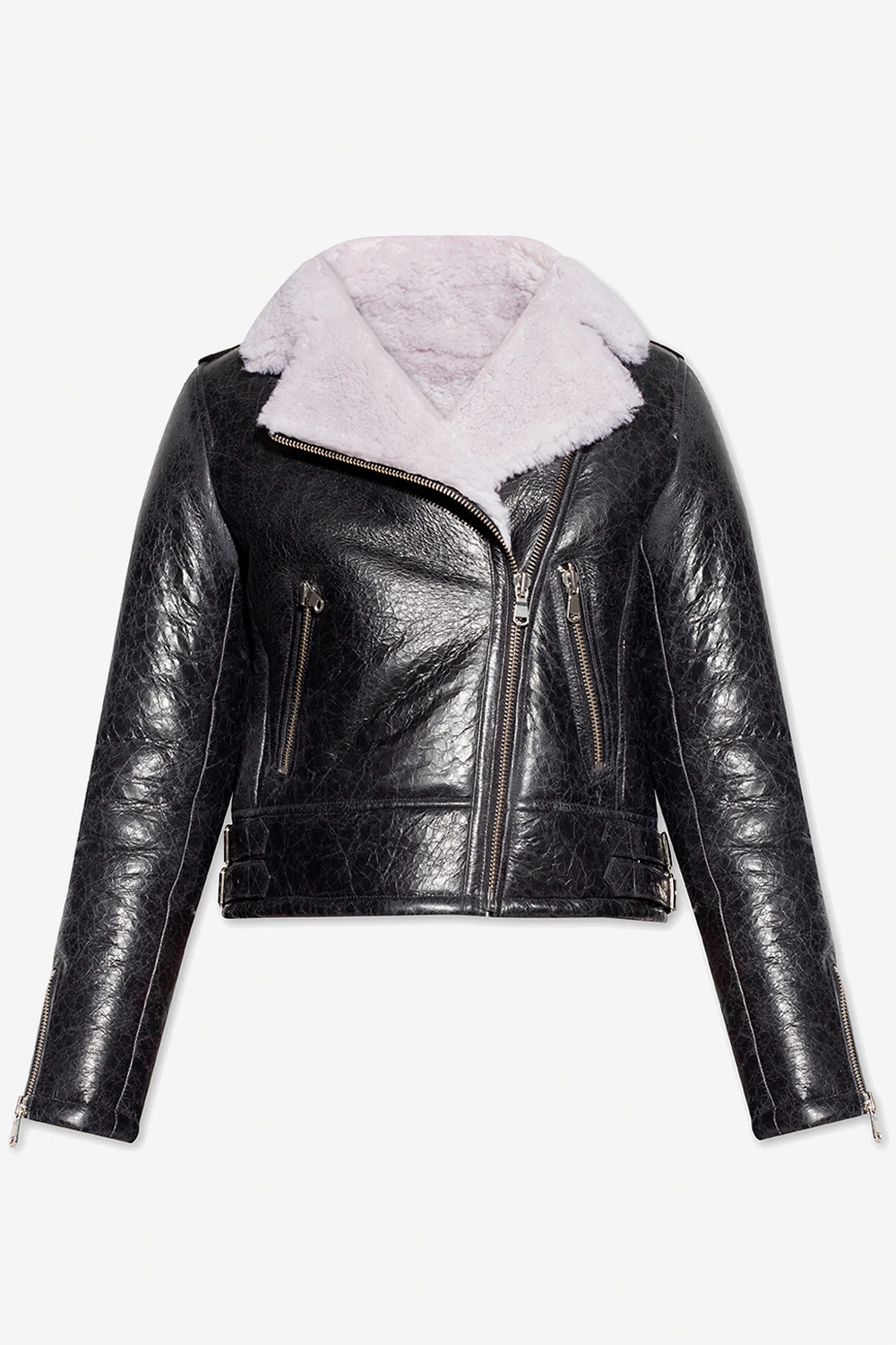 Shearling jacket with cracked effect