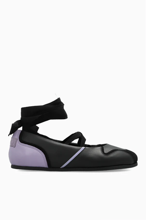 CZARNY Skórzane buty wiązane wokół kostki