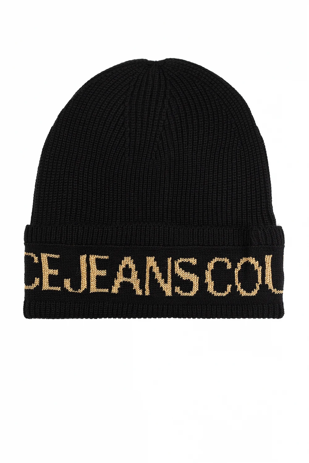 BLACK Ribbed hat with logo