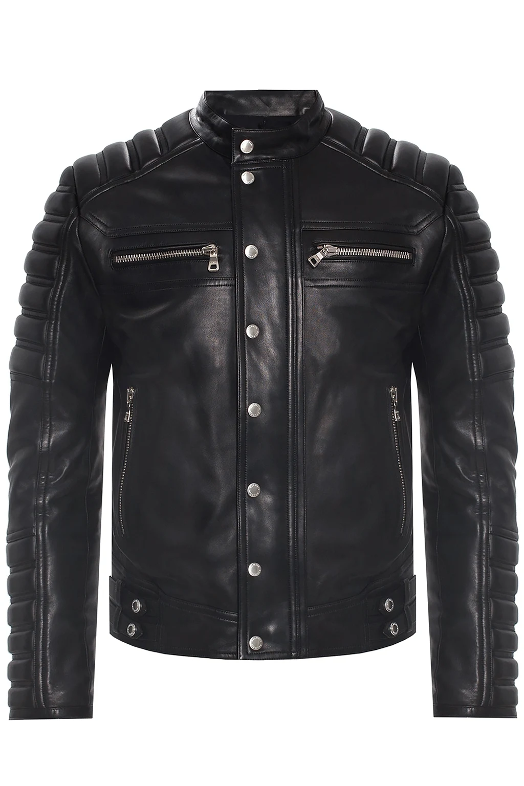 BLACK Leather jacket with logo