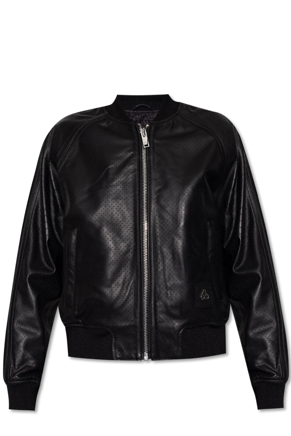 BLACK Leather bomber jacket