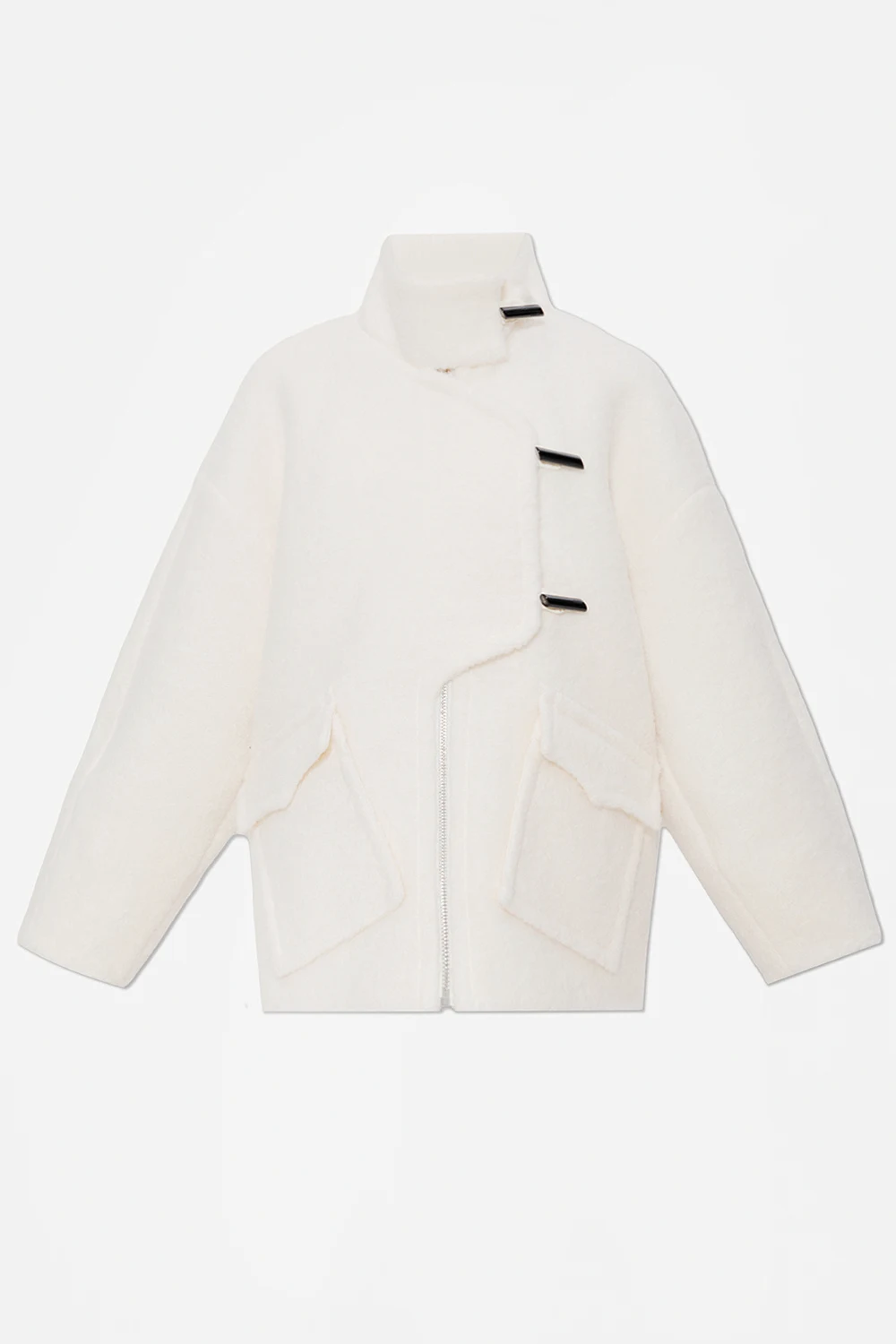 Coat with standing collar