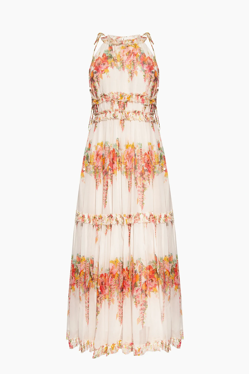 Silk dress with ruffles