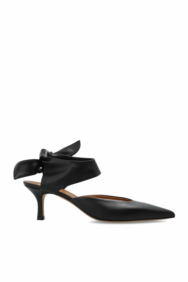 CZARNY Skórzane buty na obcasie