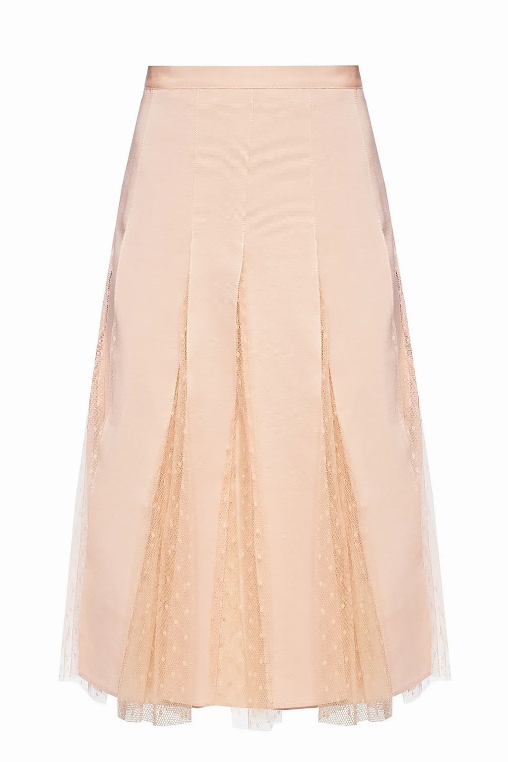 Tulle-trimmed pleated skirt