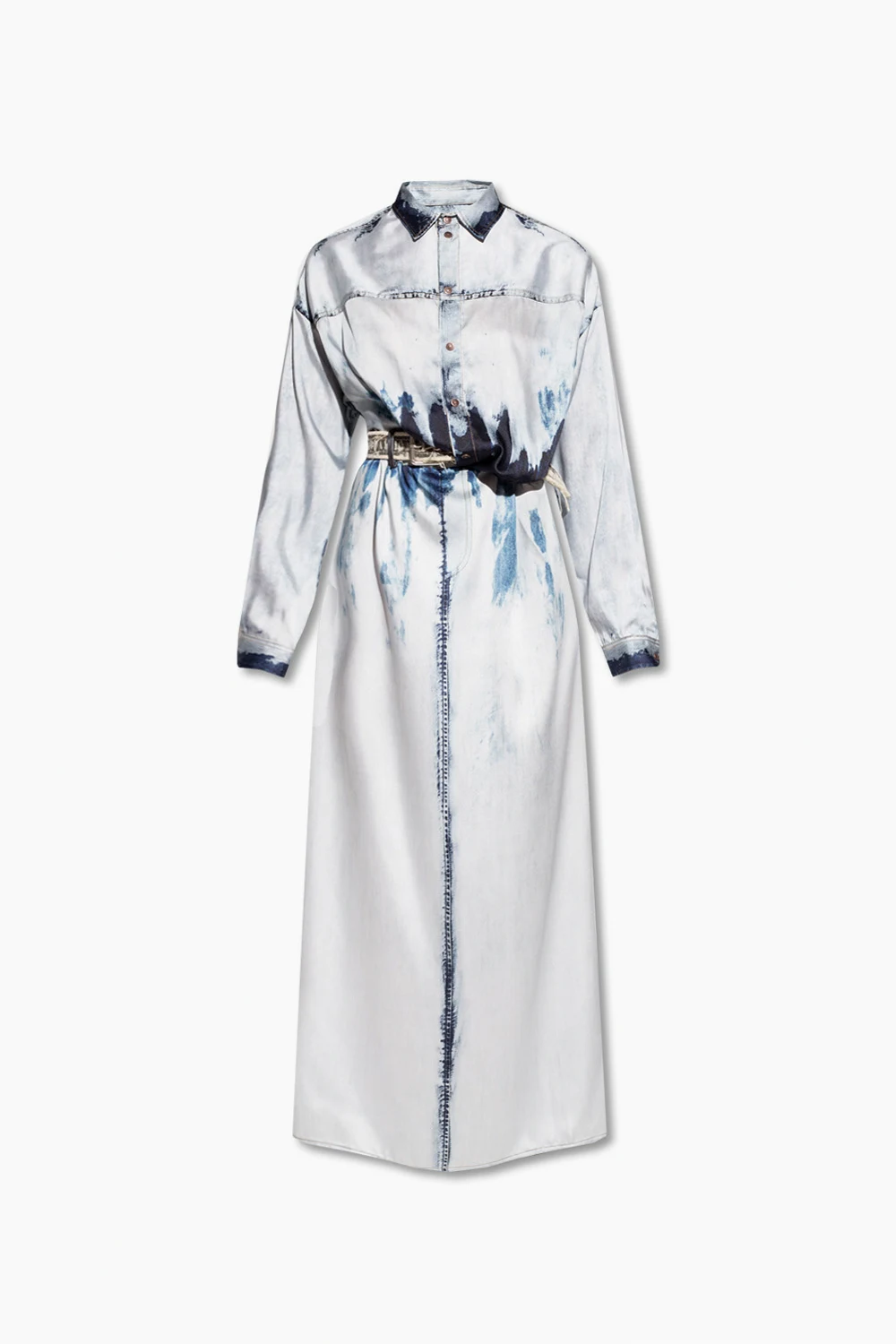 light blue Patterned dress with belt