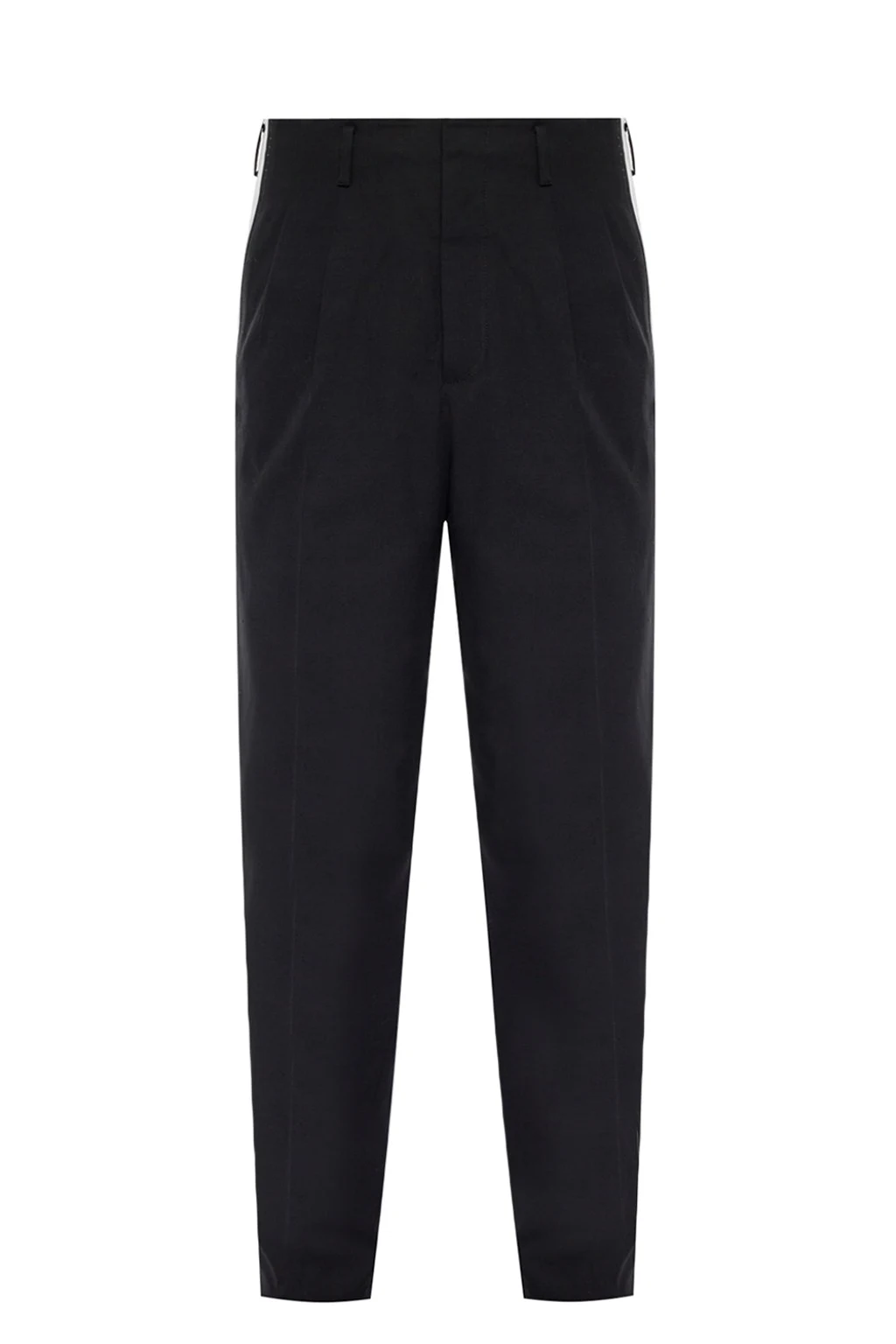 BLACK Side-stripe pleat-front trousers