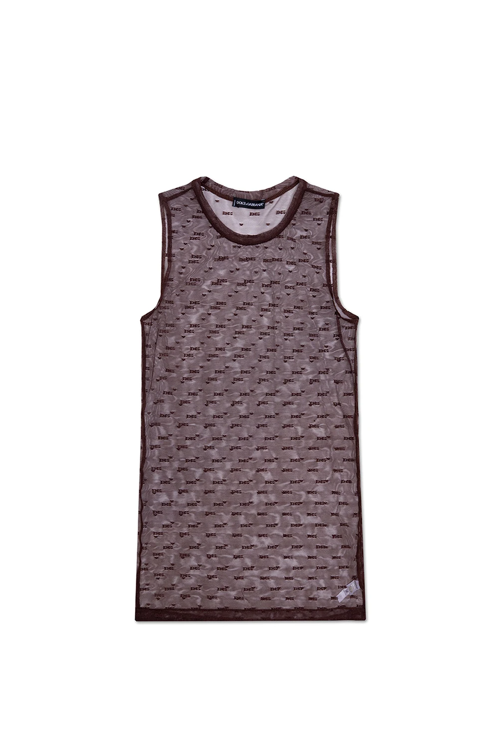 BROWN Sleeveless tulle top