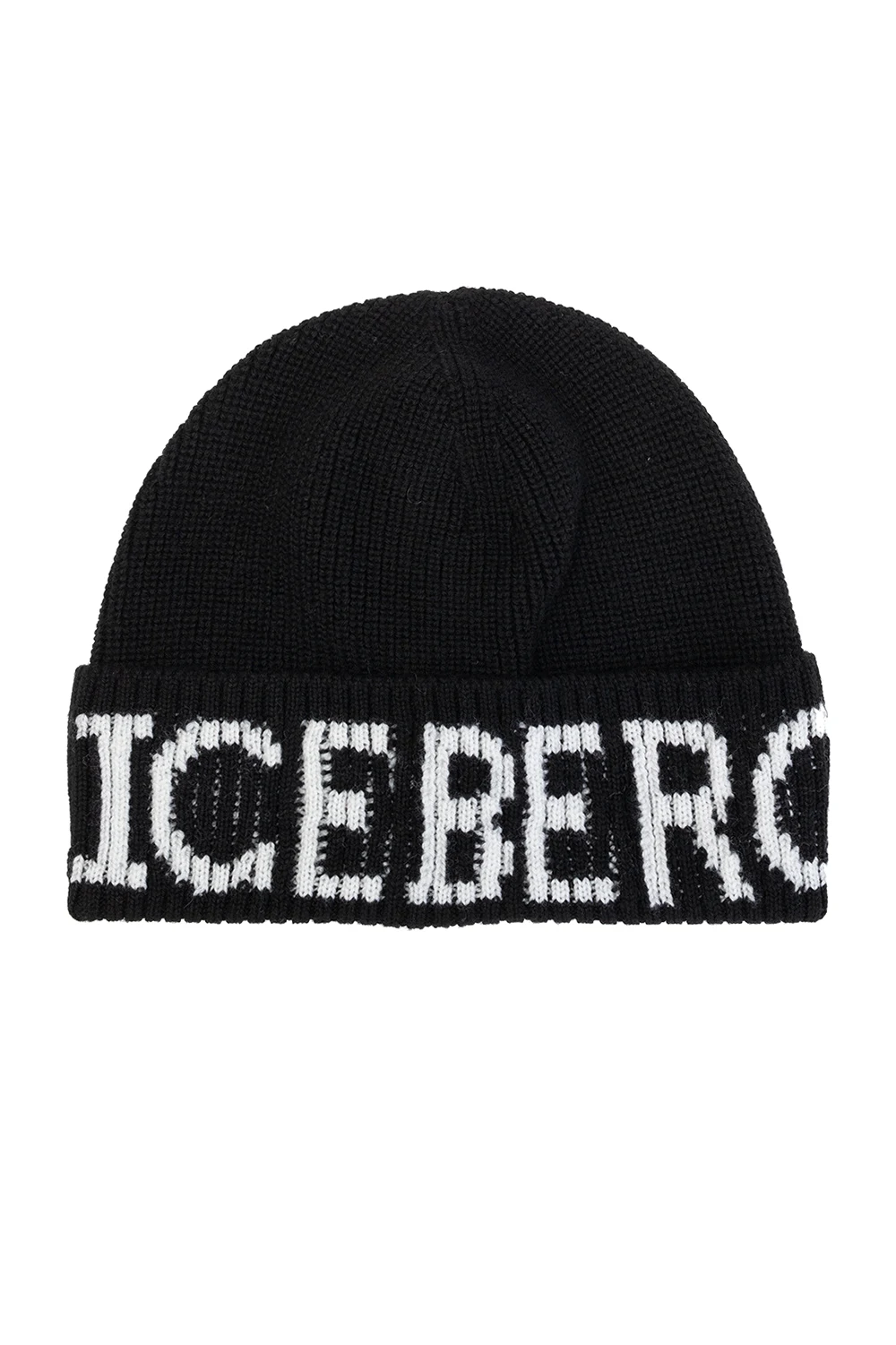BLACK Ribbed hat with logo