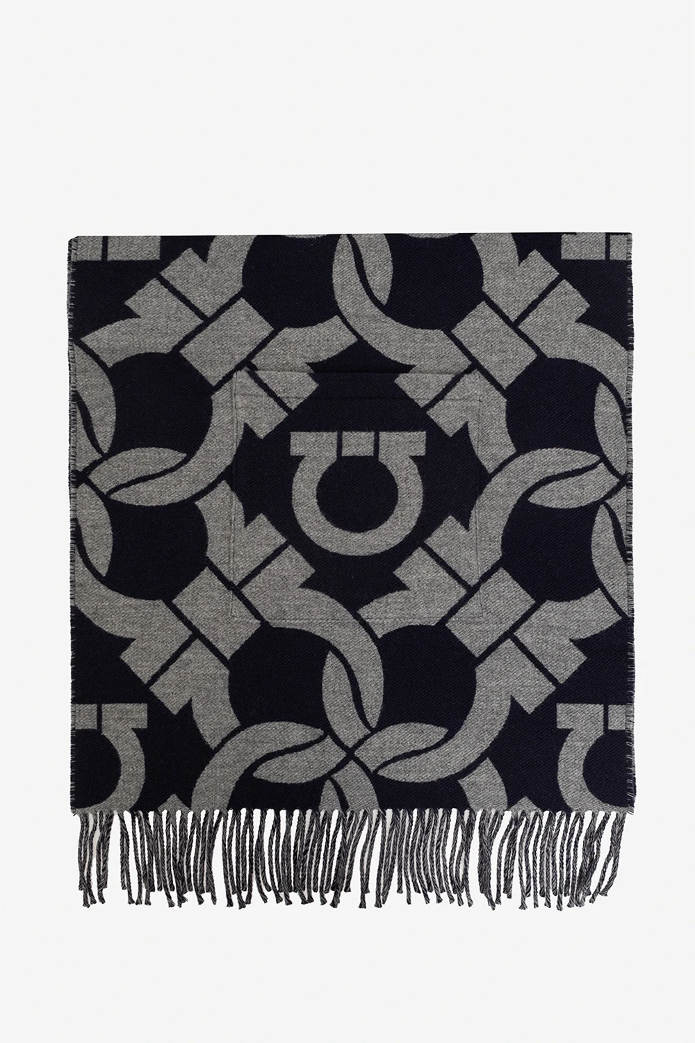 NAVY BLUE Scarf with pocket