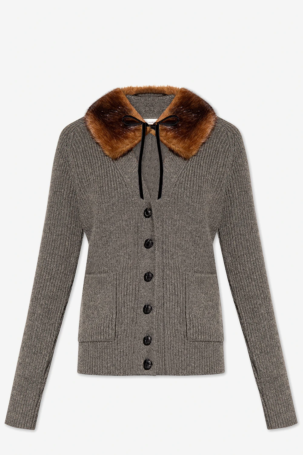 Cardigan with faux fur collar