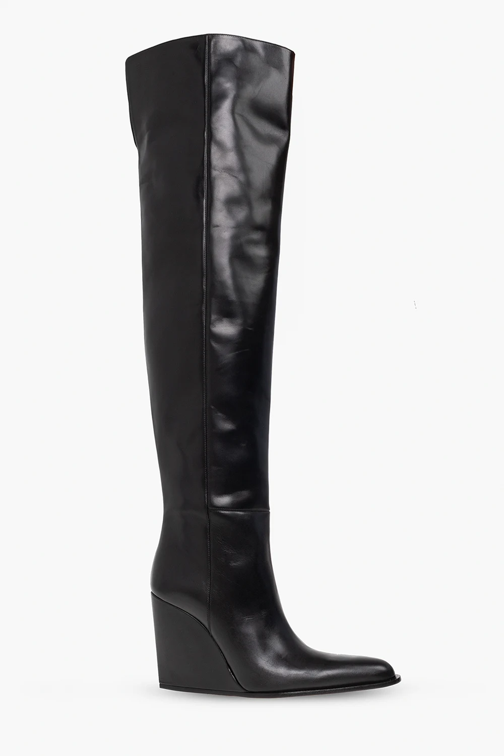 Leather wedge boots
