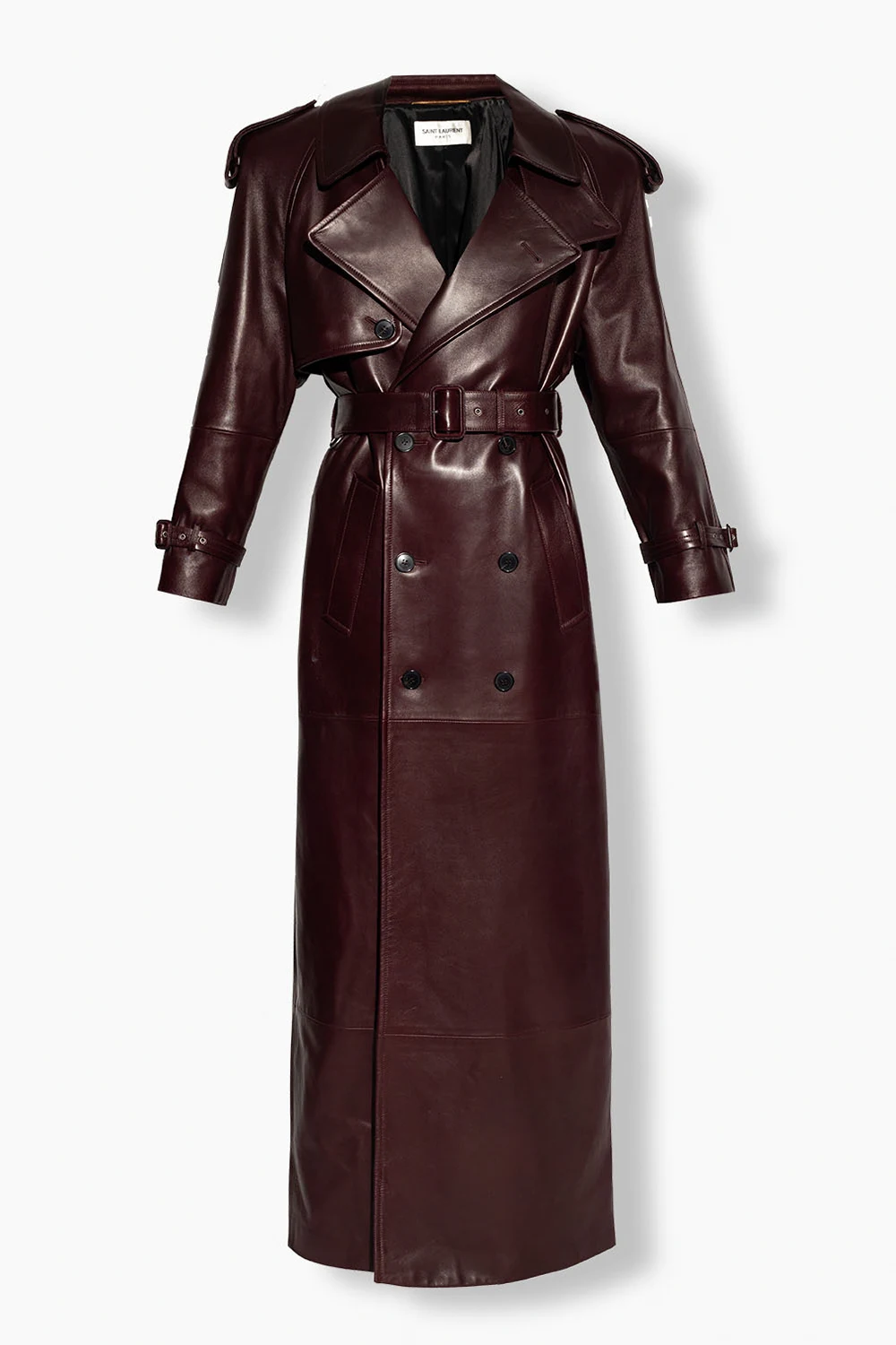 Leather trench coat