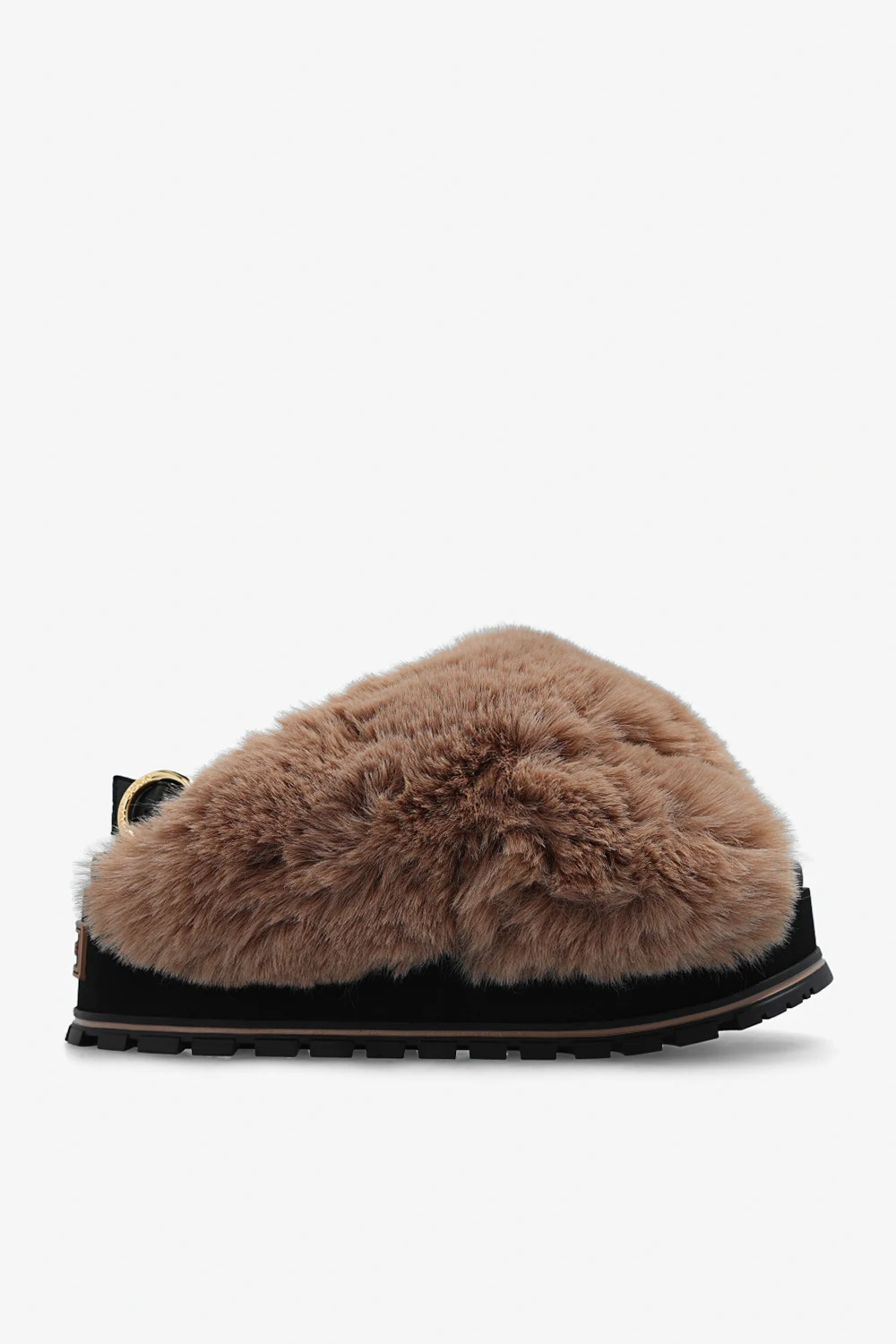Faux fur platform sandals