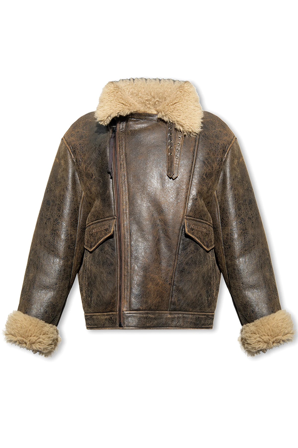 Leather jacket with logo