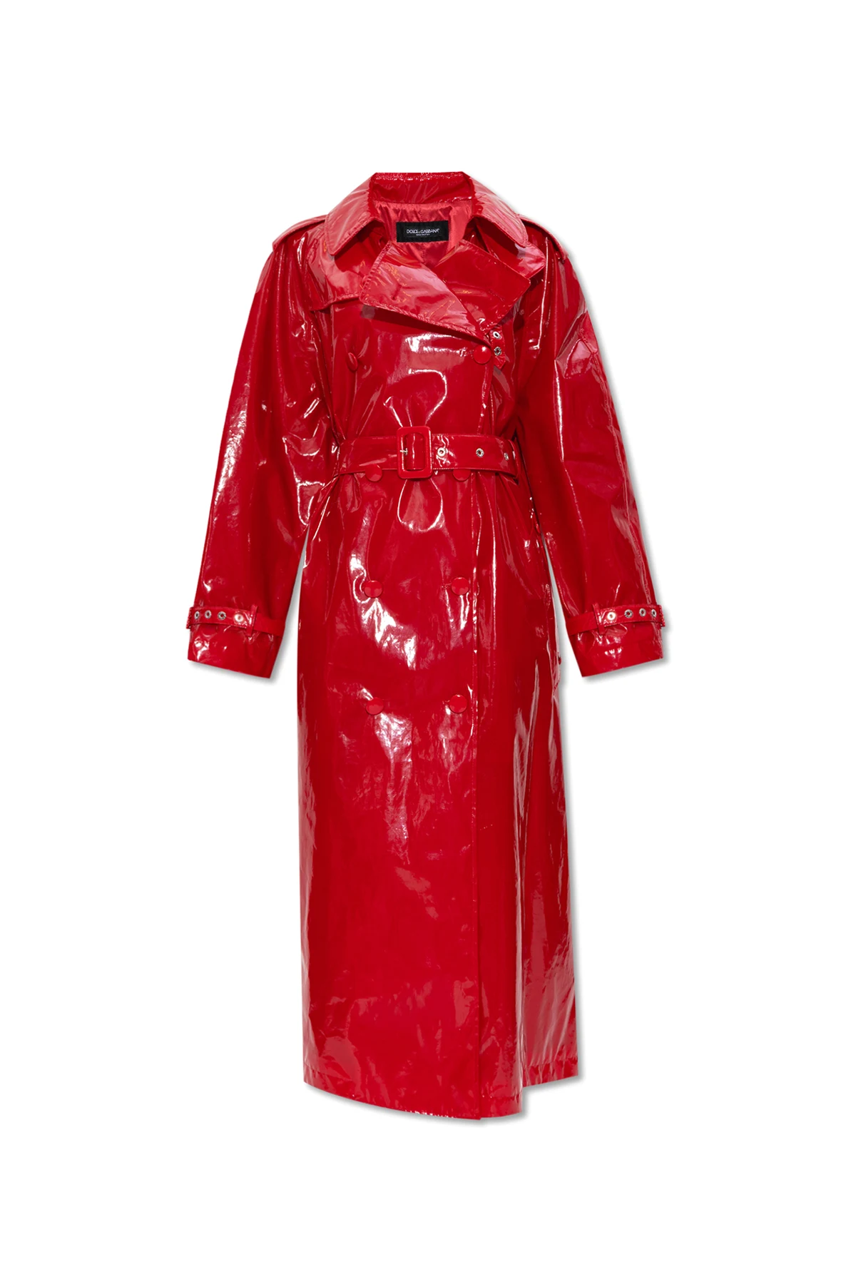 Patent leather trench coat