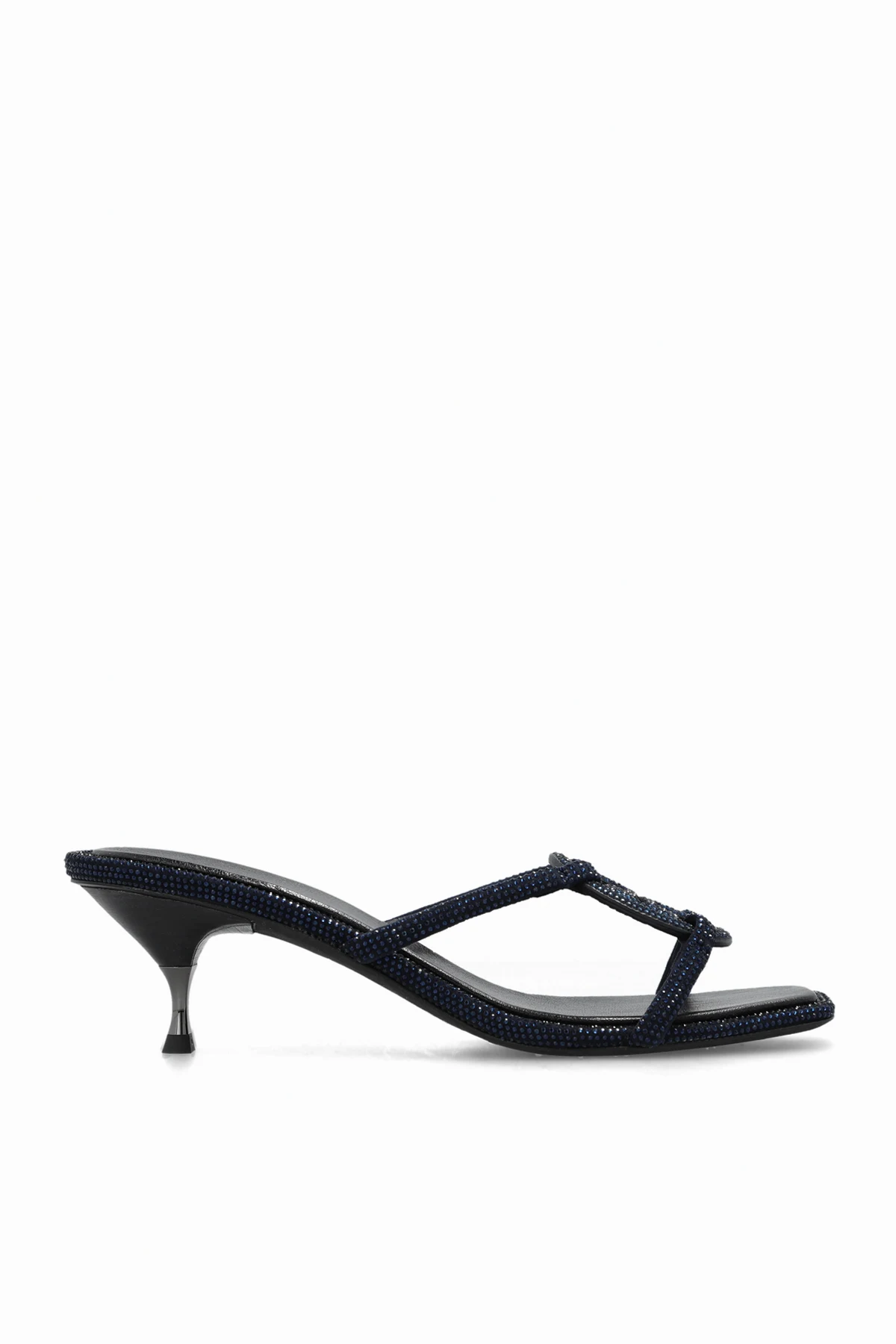 NAVY BLUE ‘Miller’ heeled mules