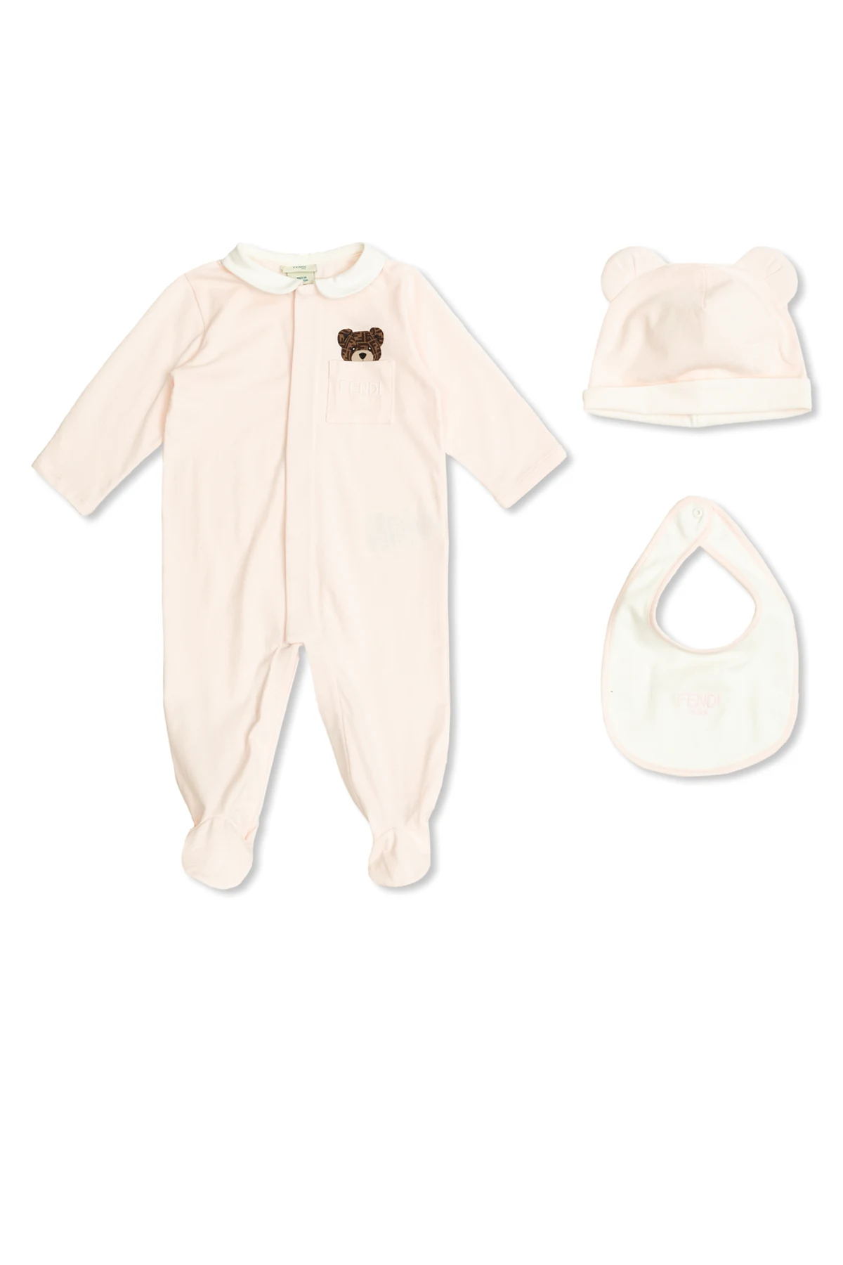 PINK Set: baby romper, hat, and bib