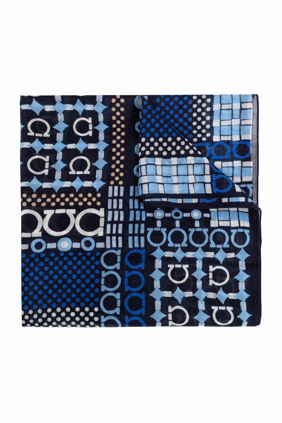 NAVY BLUE Patterned Scarf