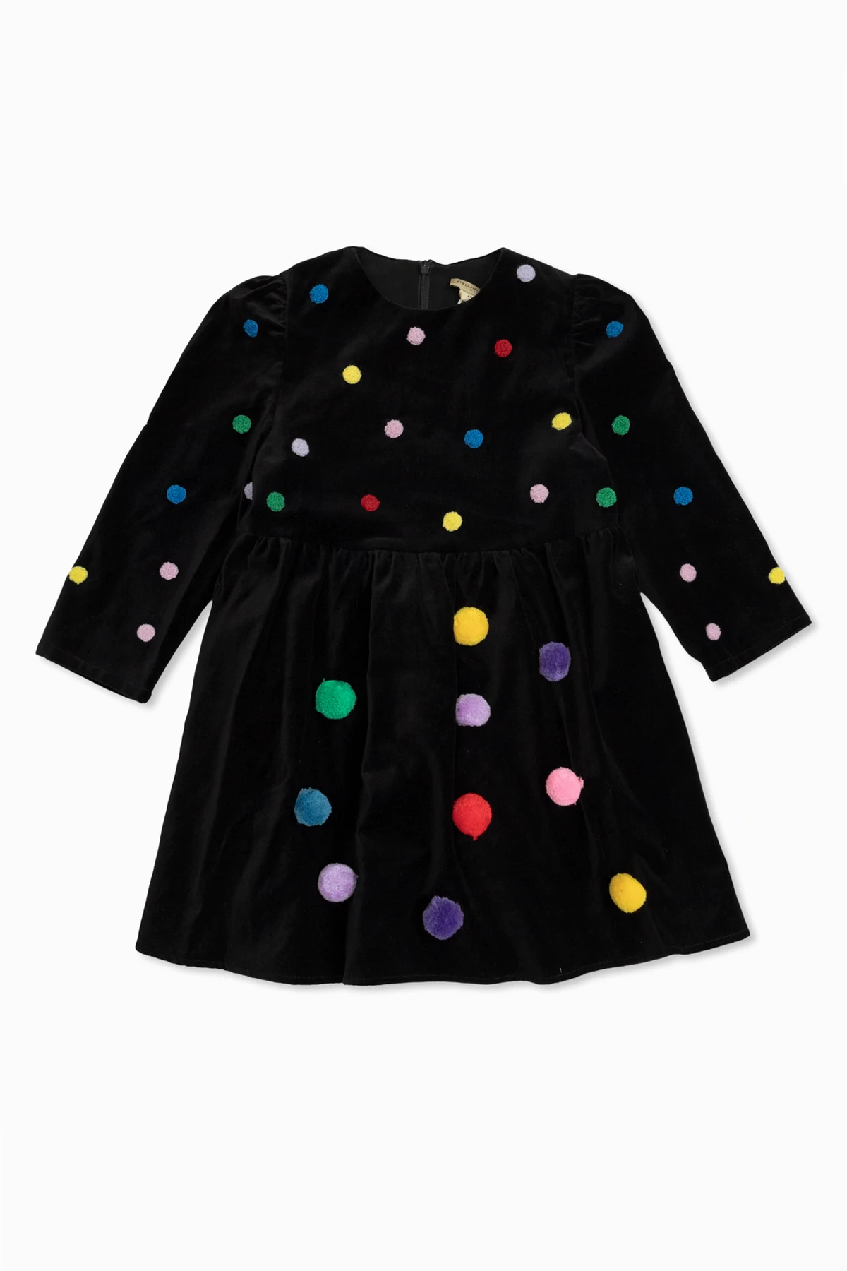BLACK Dress with Pom-poms