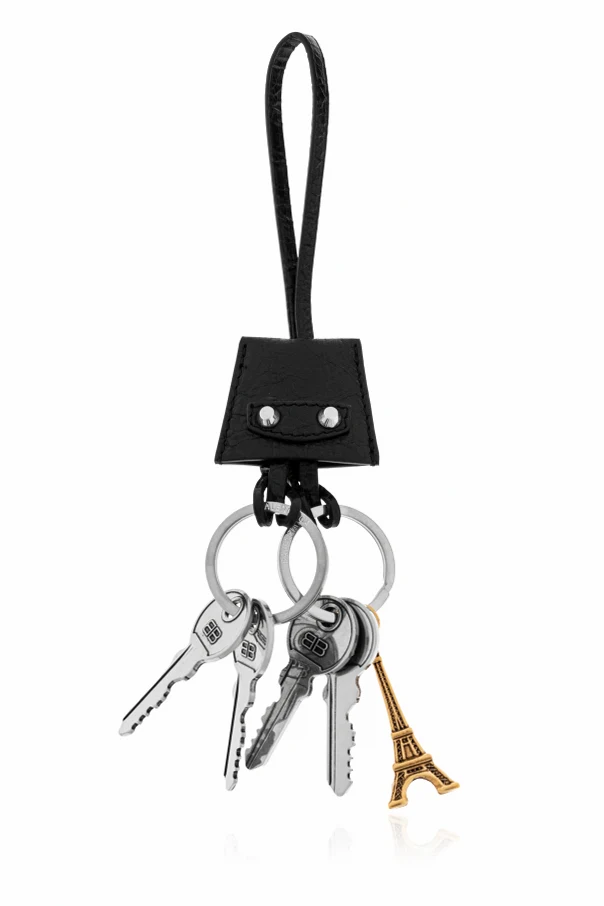BLACK Keychain with Eiffel Tower pendant