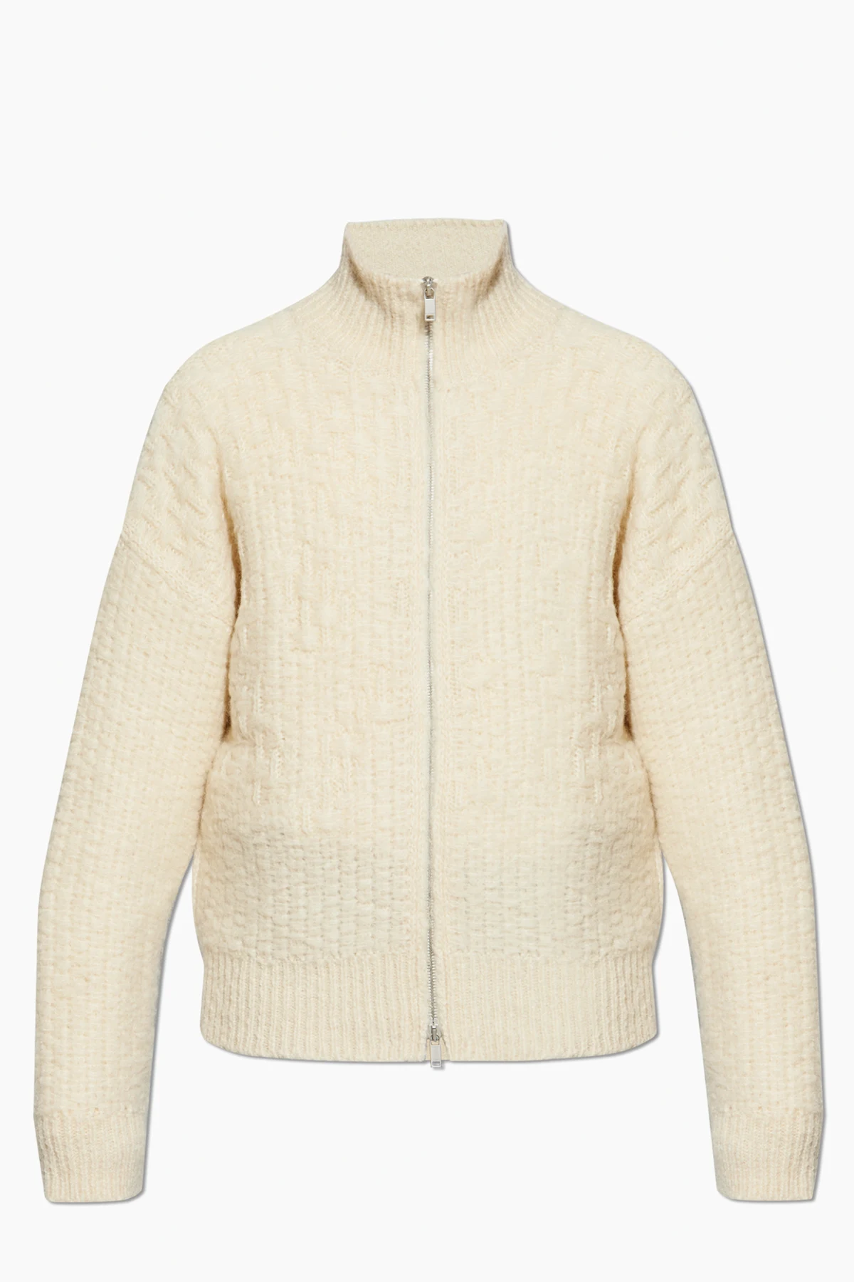 cream Cardigan with Stand-up Collar