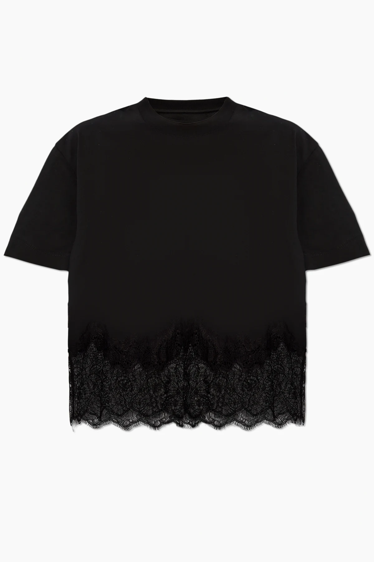 T-Shirt mit Spitzenbesatz