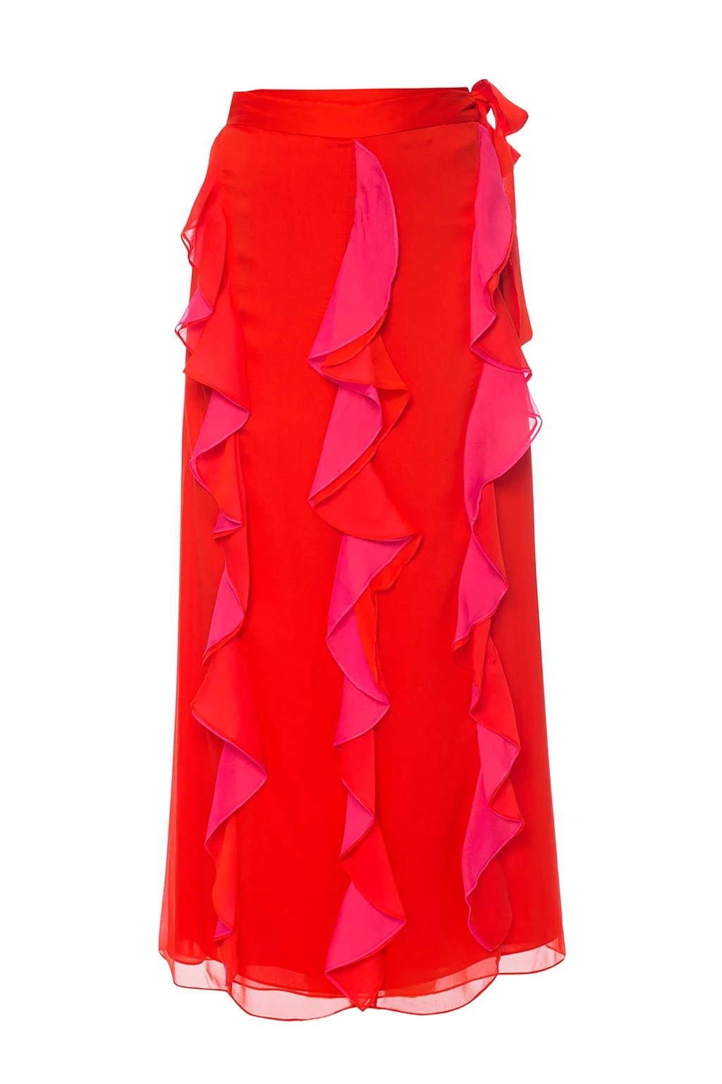 RED Ruffled skirt