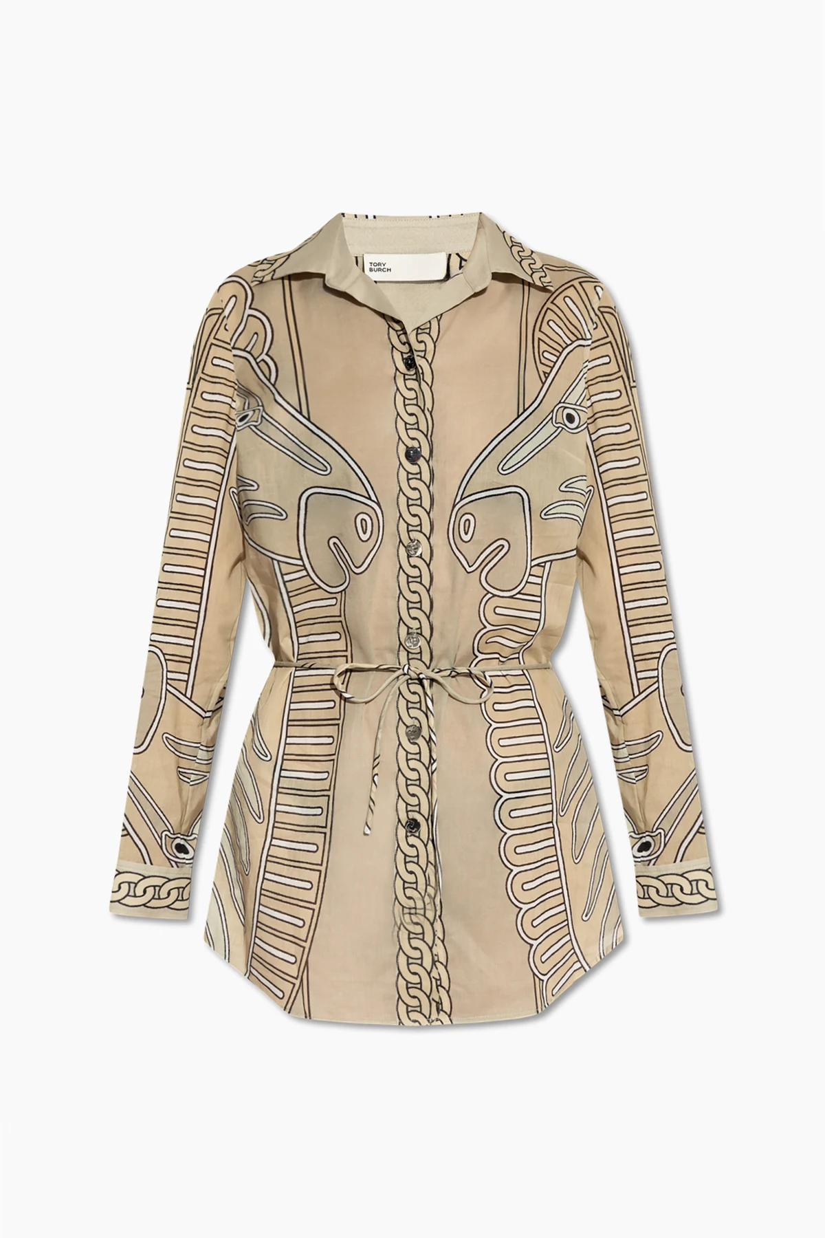 beige Patterned shirt by Tory Burch