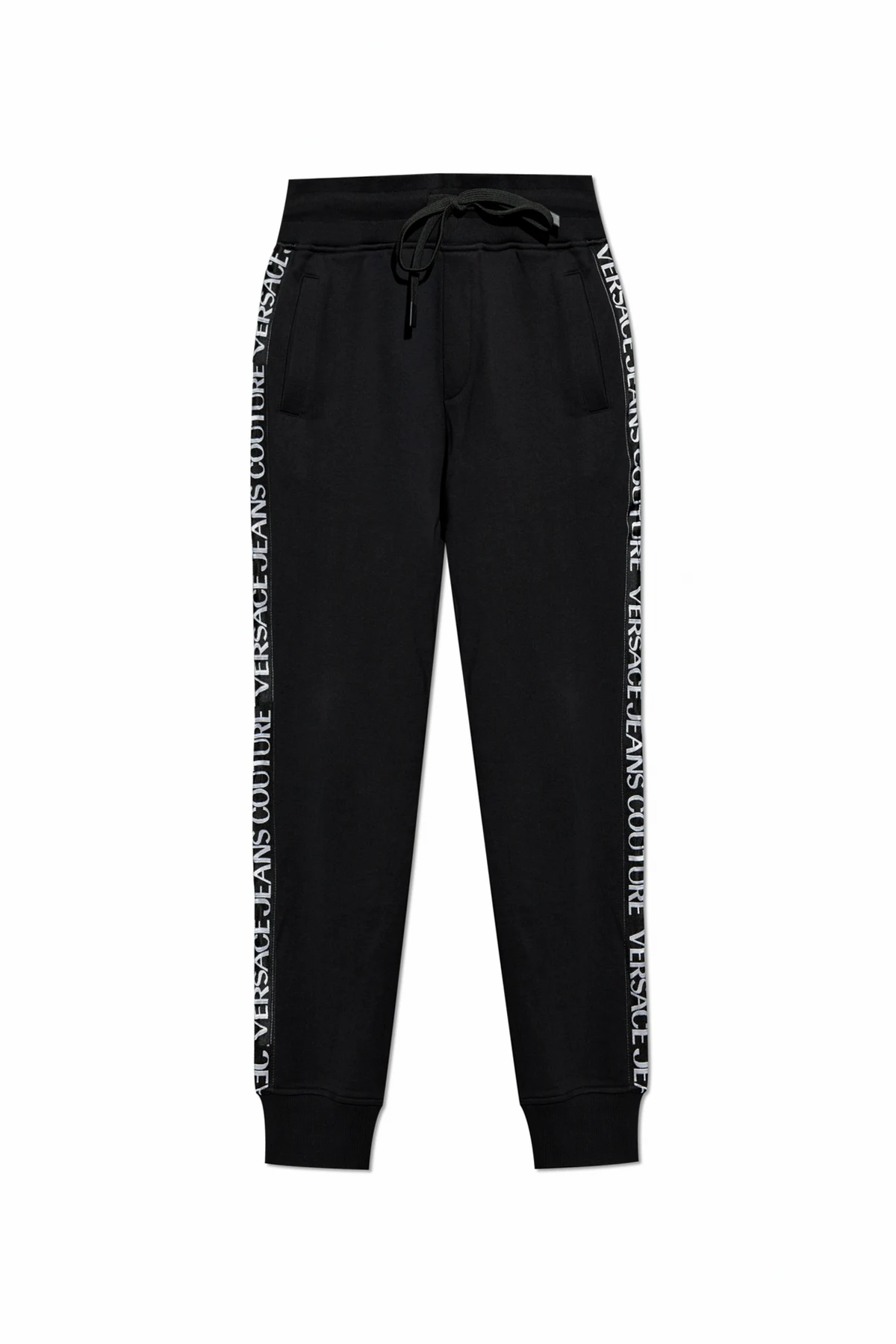 BLACK Sweatpants with logo side stripes