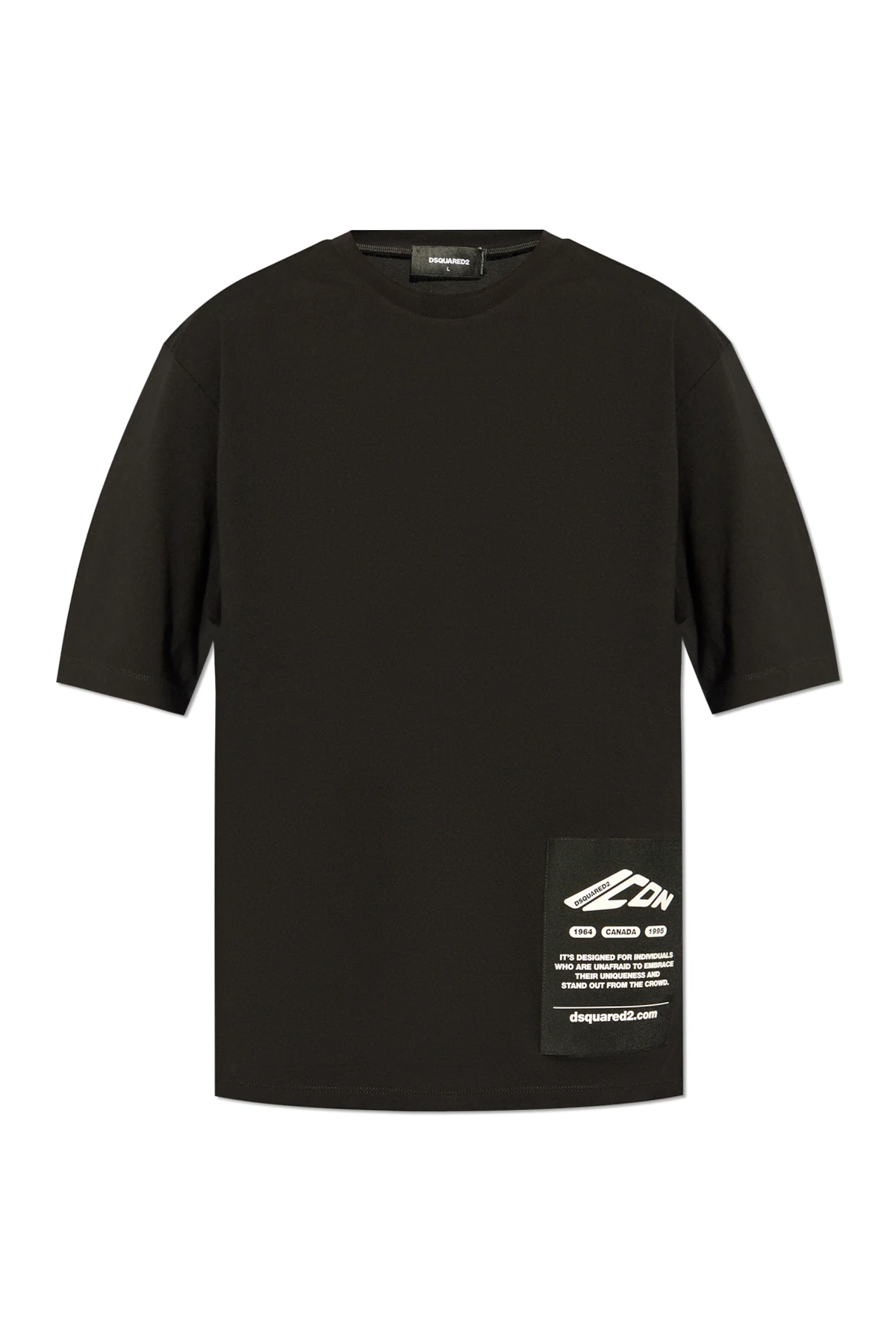 CZARNY T-shirt z naszywką z logo