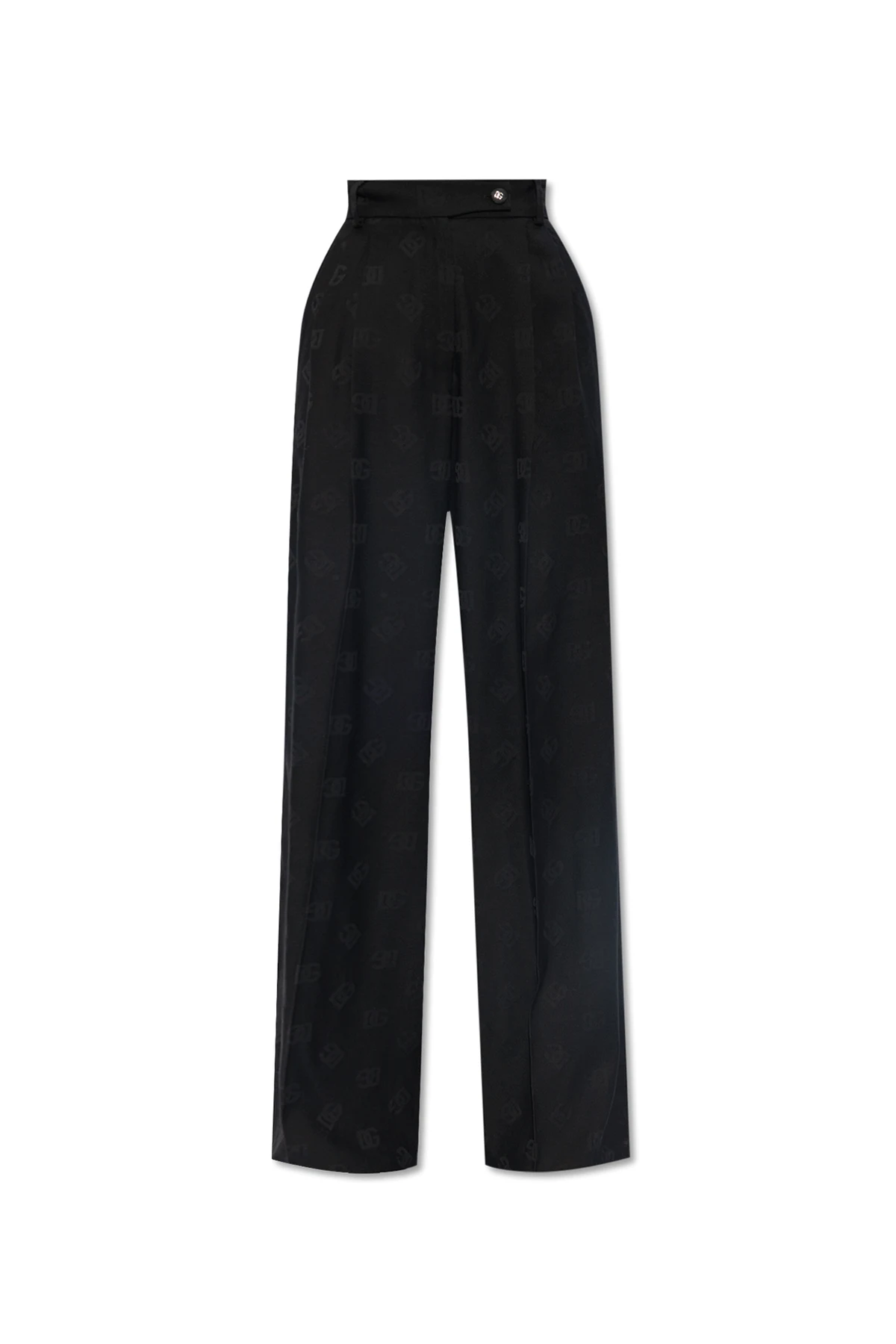 BLACK Monogrammed pleat-front trousers