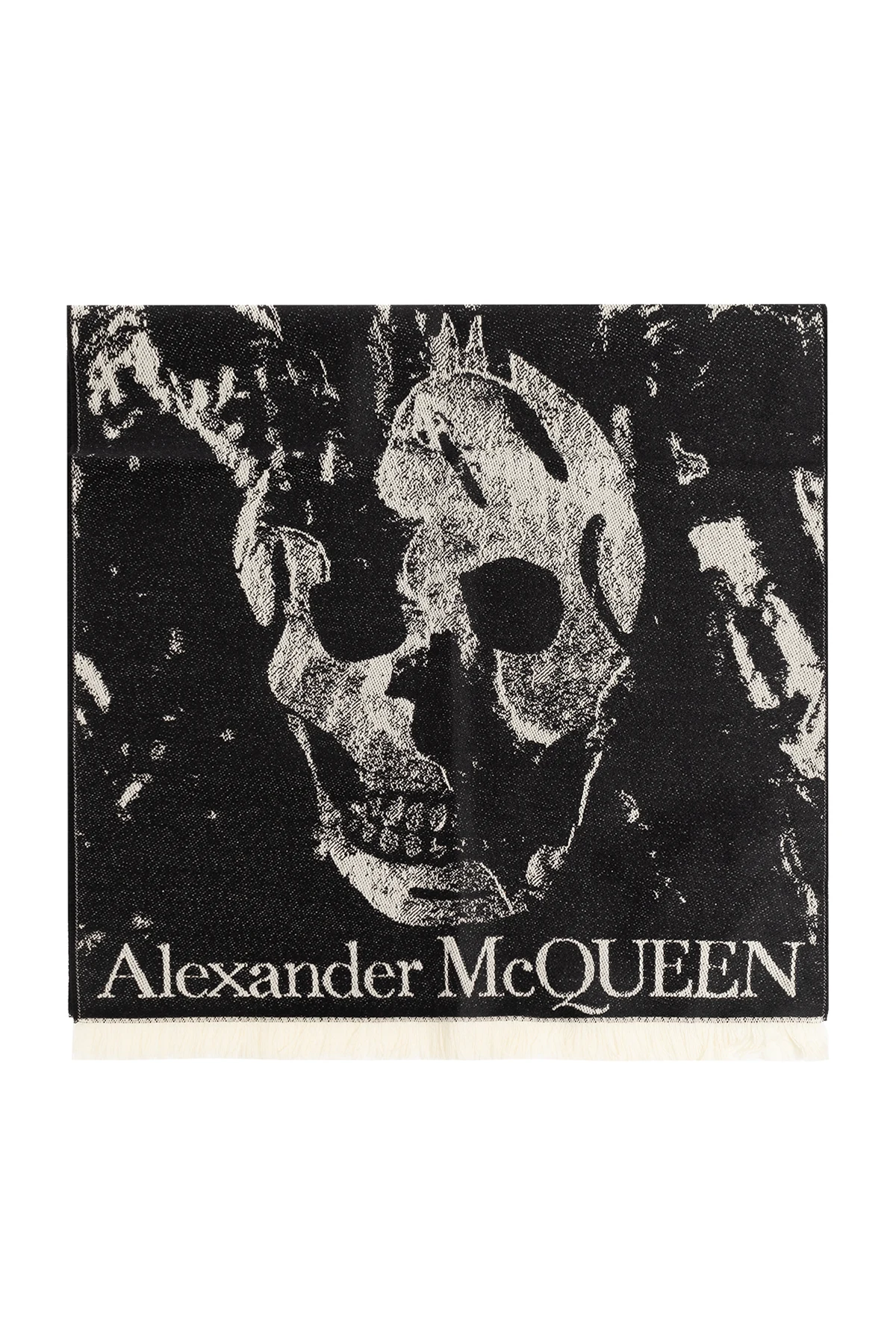 BLACK Wool scarf with logo