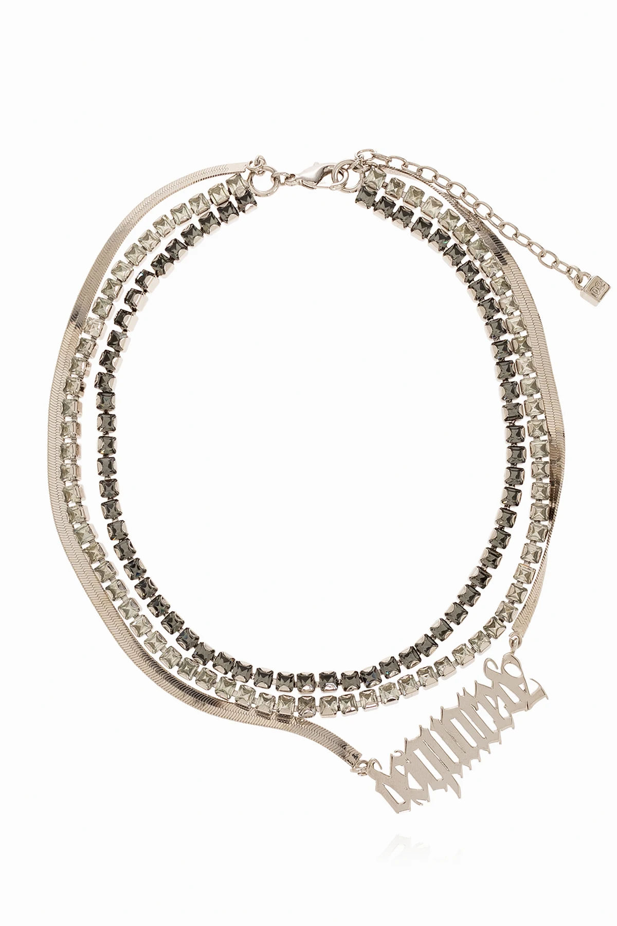 SILVER Triple necklace with logo