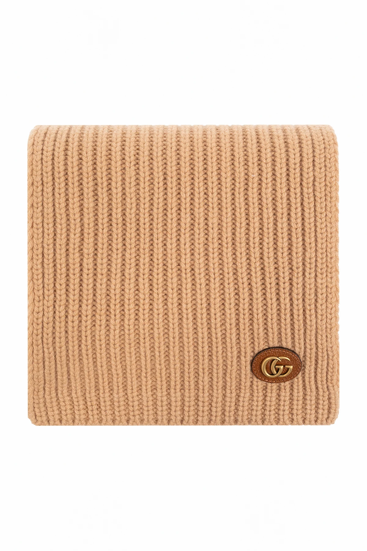 BROWN Wool scarf with logo