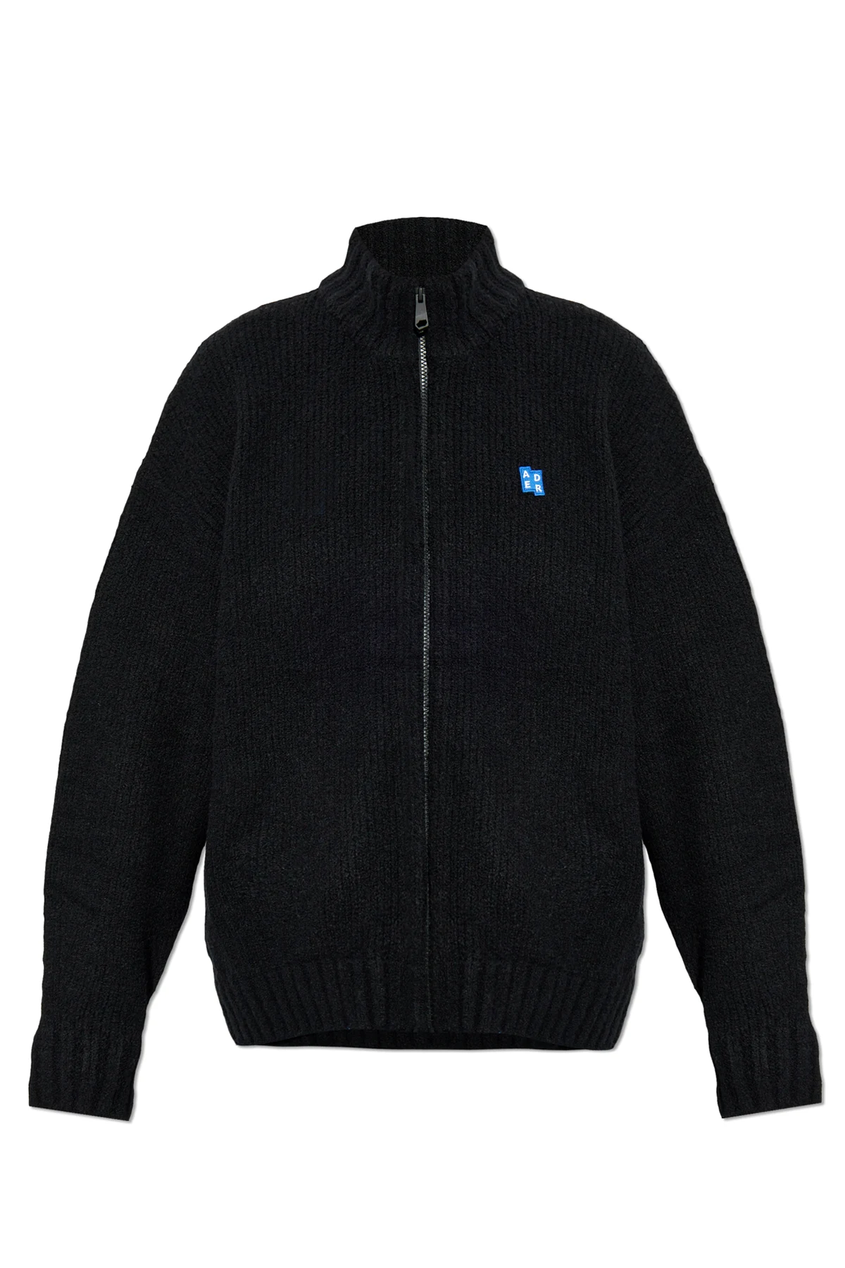 BLACK Cardigan with Stand Collar