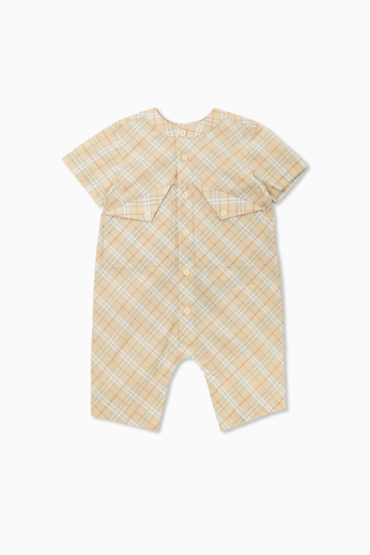 beige Burberry Kids Infant Romper