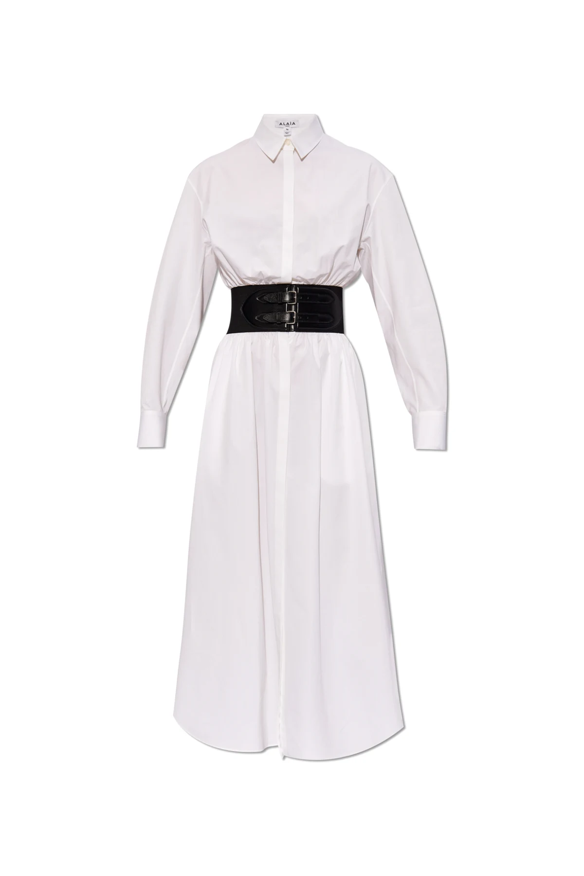 WEISS Kleid mit Gürtel