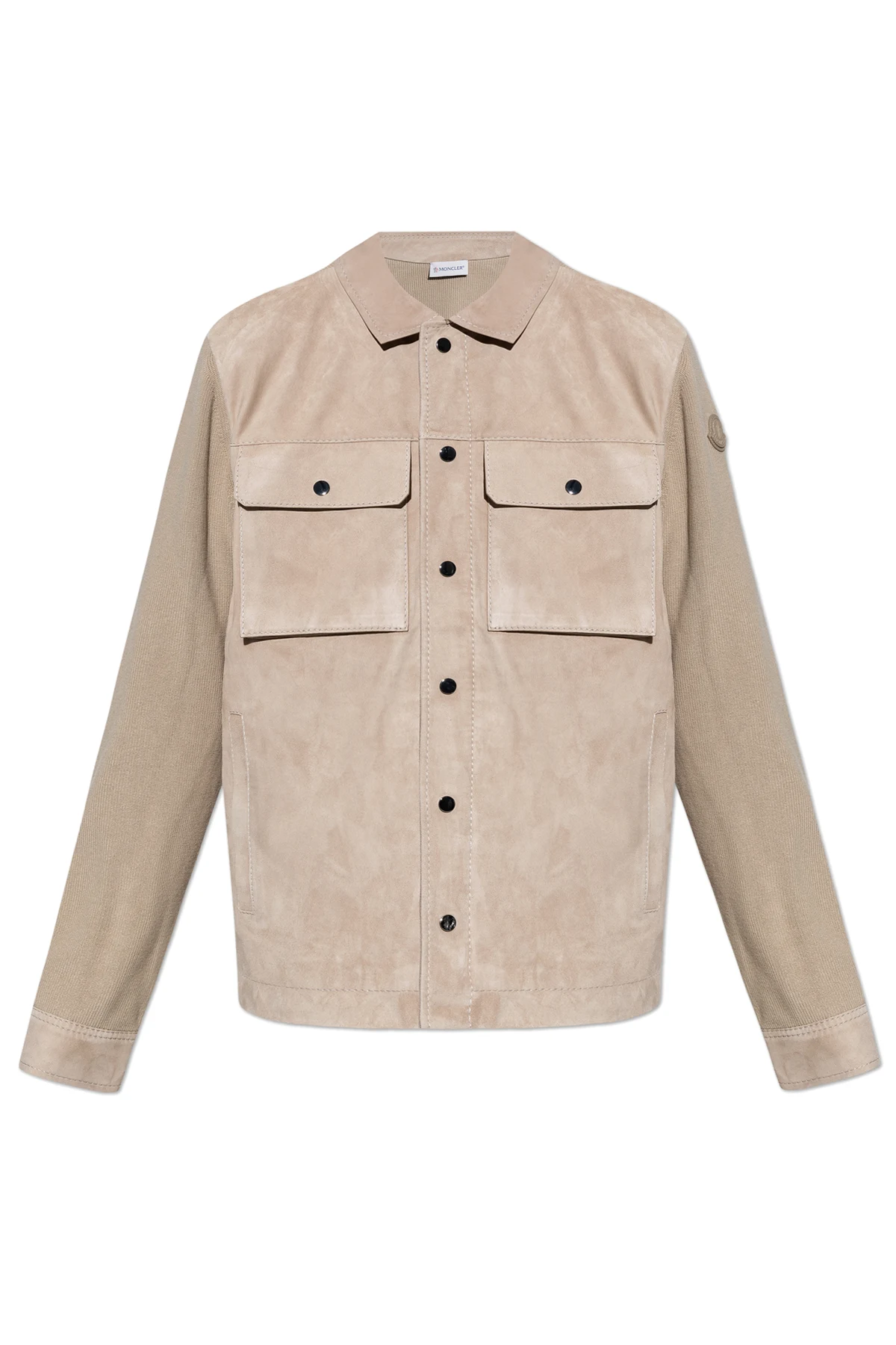 beige Cardigan with suede front