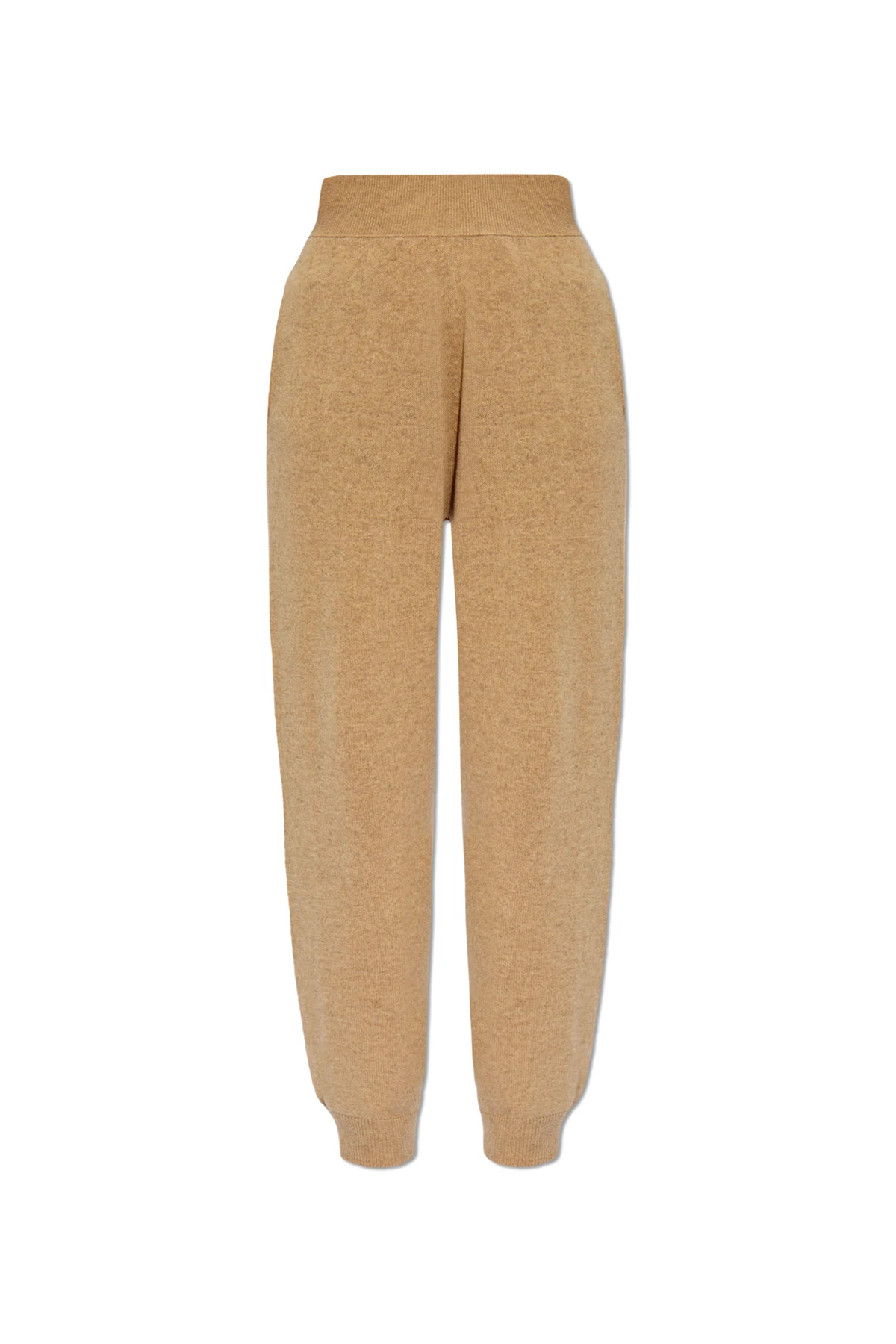 beige Elastic Waistband Trousers