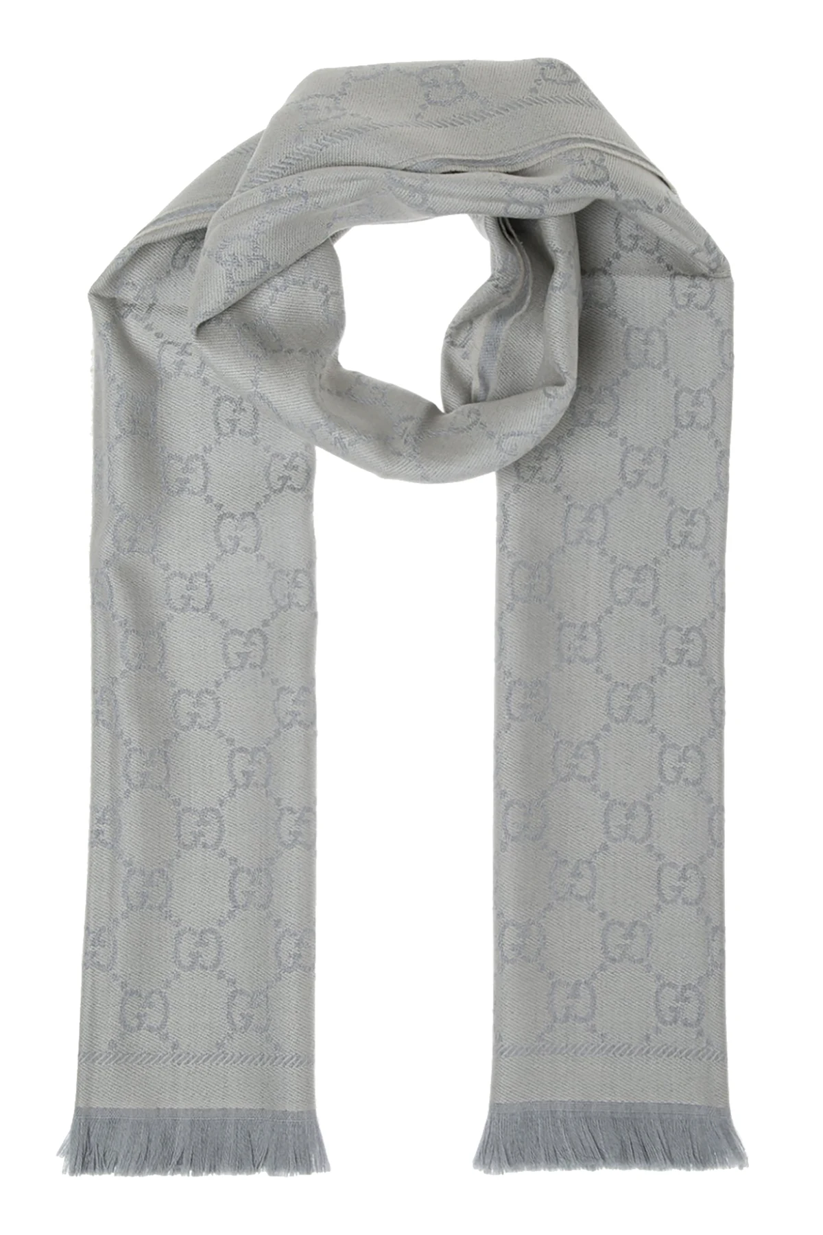GREY Patterned wool scarf