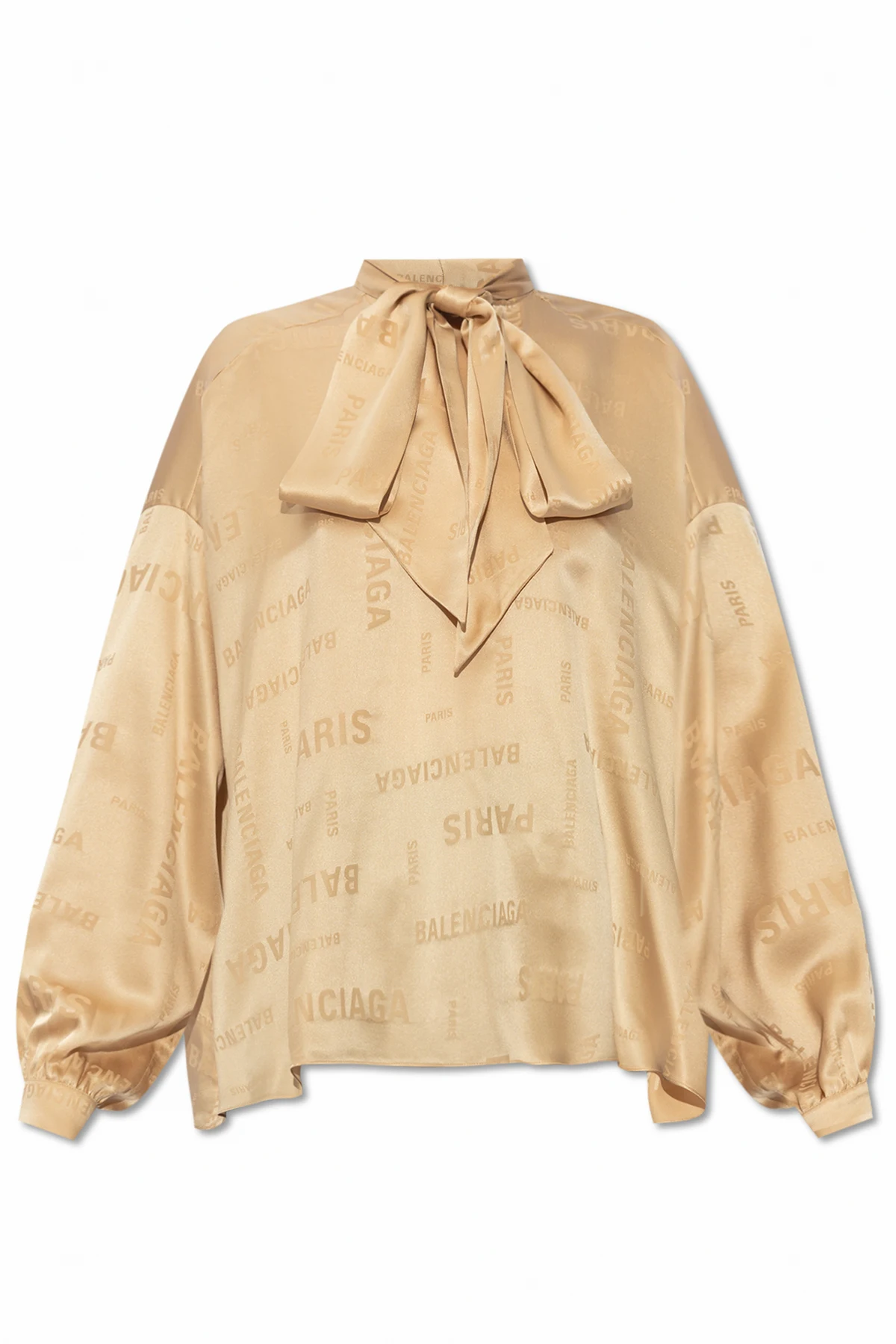 Silk top with tie neck